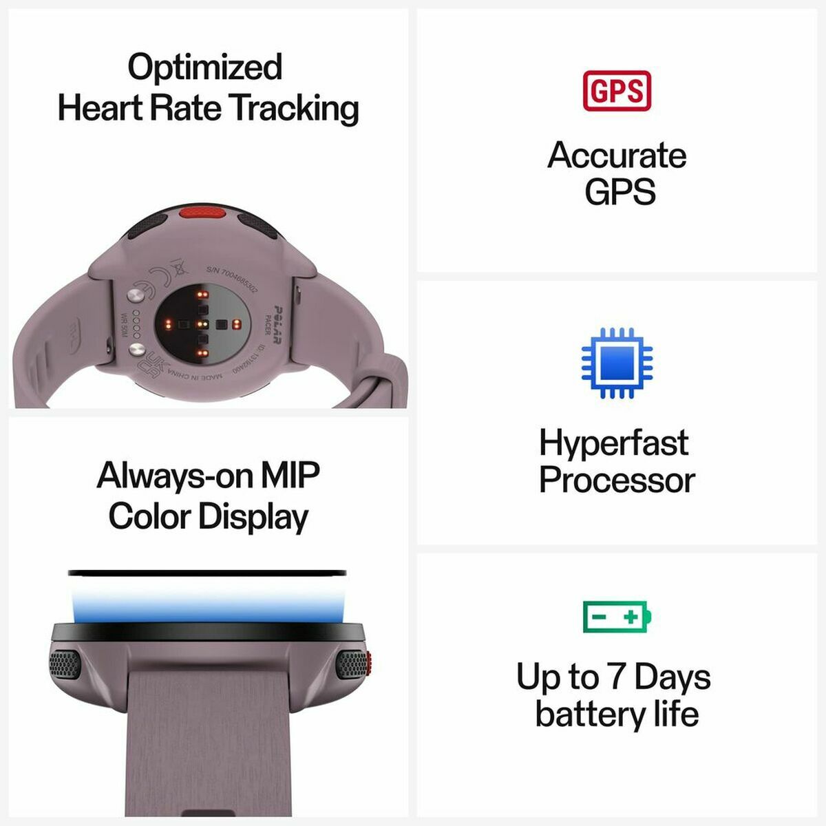 Smartwatch met Stappenteller Running Polar Paars 1,2" - Elektronica - Polar