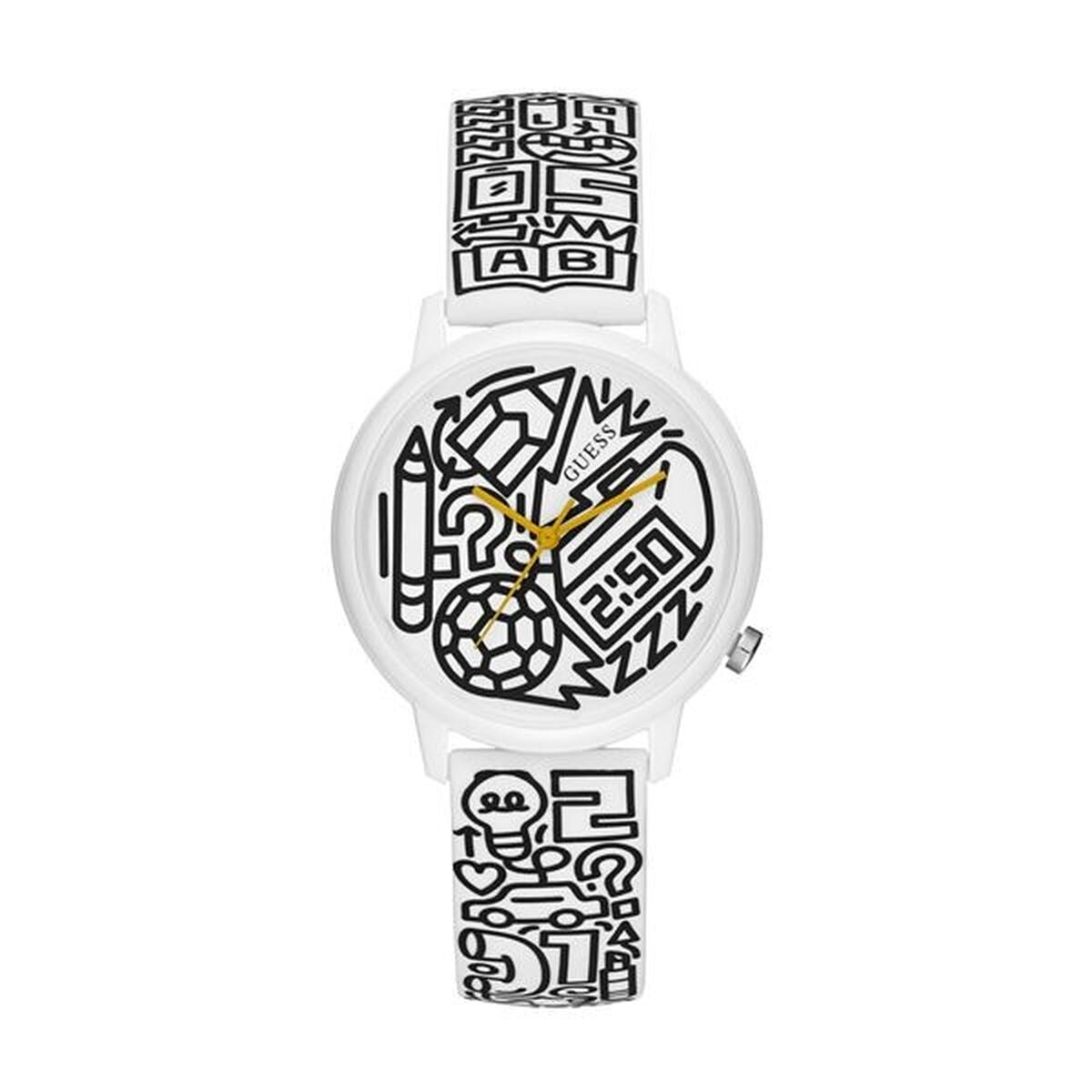Horloge Uniseks Guess TIME TO GIVE Wit Zwart Multicolour (Ø 38 mm) - Klokken, Unisex voor volwassenen - Guess
