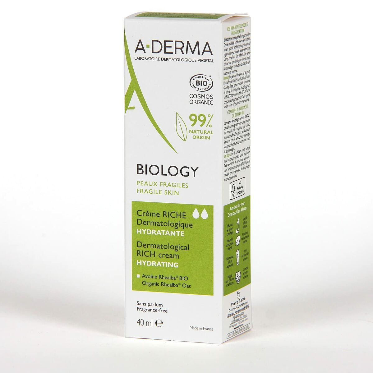Hydraterende Gezichtscrème A-Derma Biology (40 ml)
