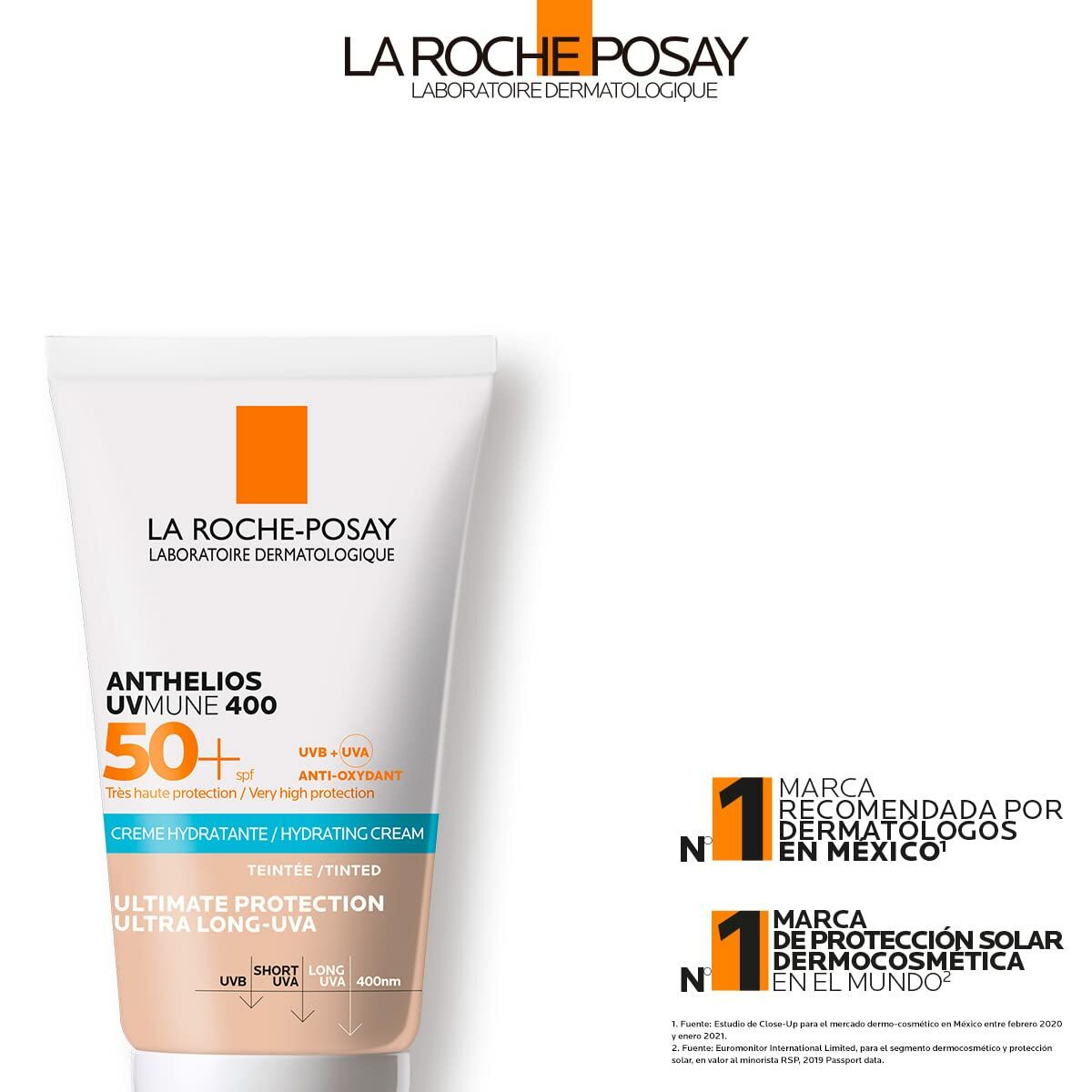 Zonnebrandcrème met Kleur La Roche Posay Anthelios Uvmune 50 ml Wit Spf 50 Crème Hydraterende Crème met Kleur