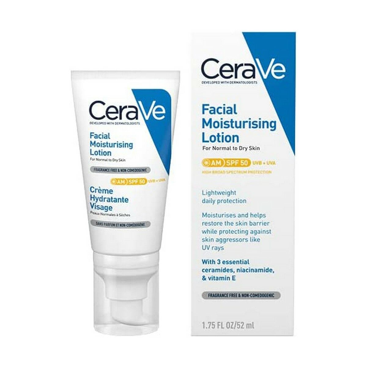 Zonnebrandcrème CeraVe Facial Moisturising Lotion Spf 50 52 ml - Schoonheid, Huidverzorging - CeraVe