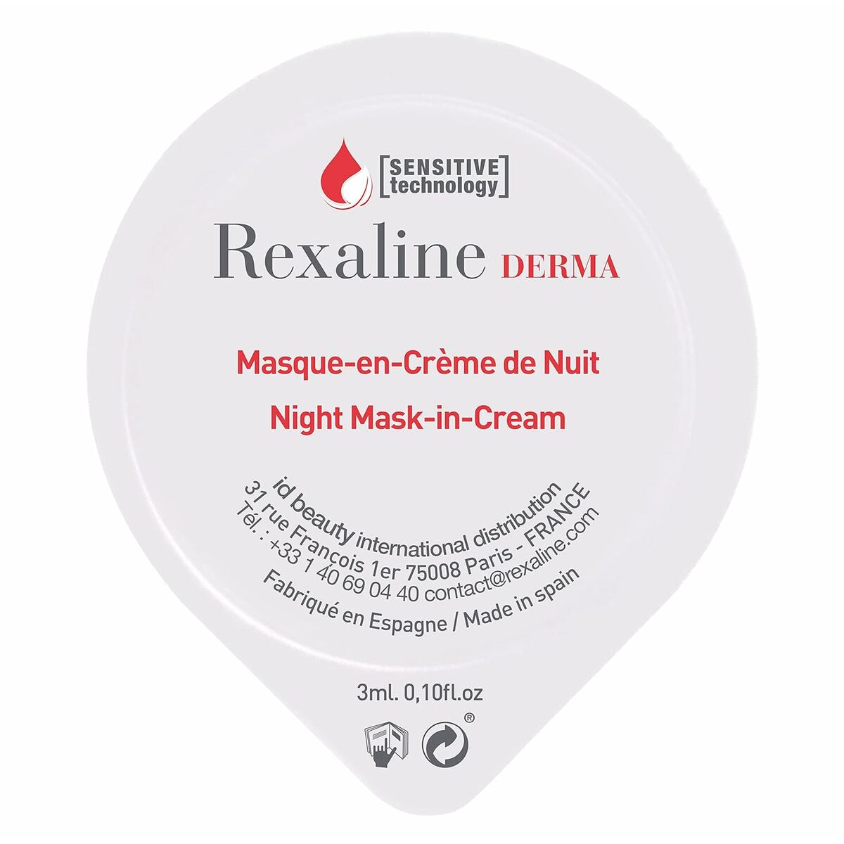 Hydrateren Nachtmasker Rexaline Derma 3 ml 75 ml 3 ml x 6 Gevoelige huid - Schoonheid, Huidverzorging - Rexaline
