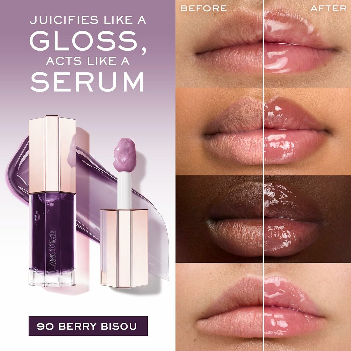 Gloss Lancôme IDÔLE MAKE-UP Paars Nº 90-Berry Bisou 9 ml