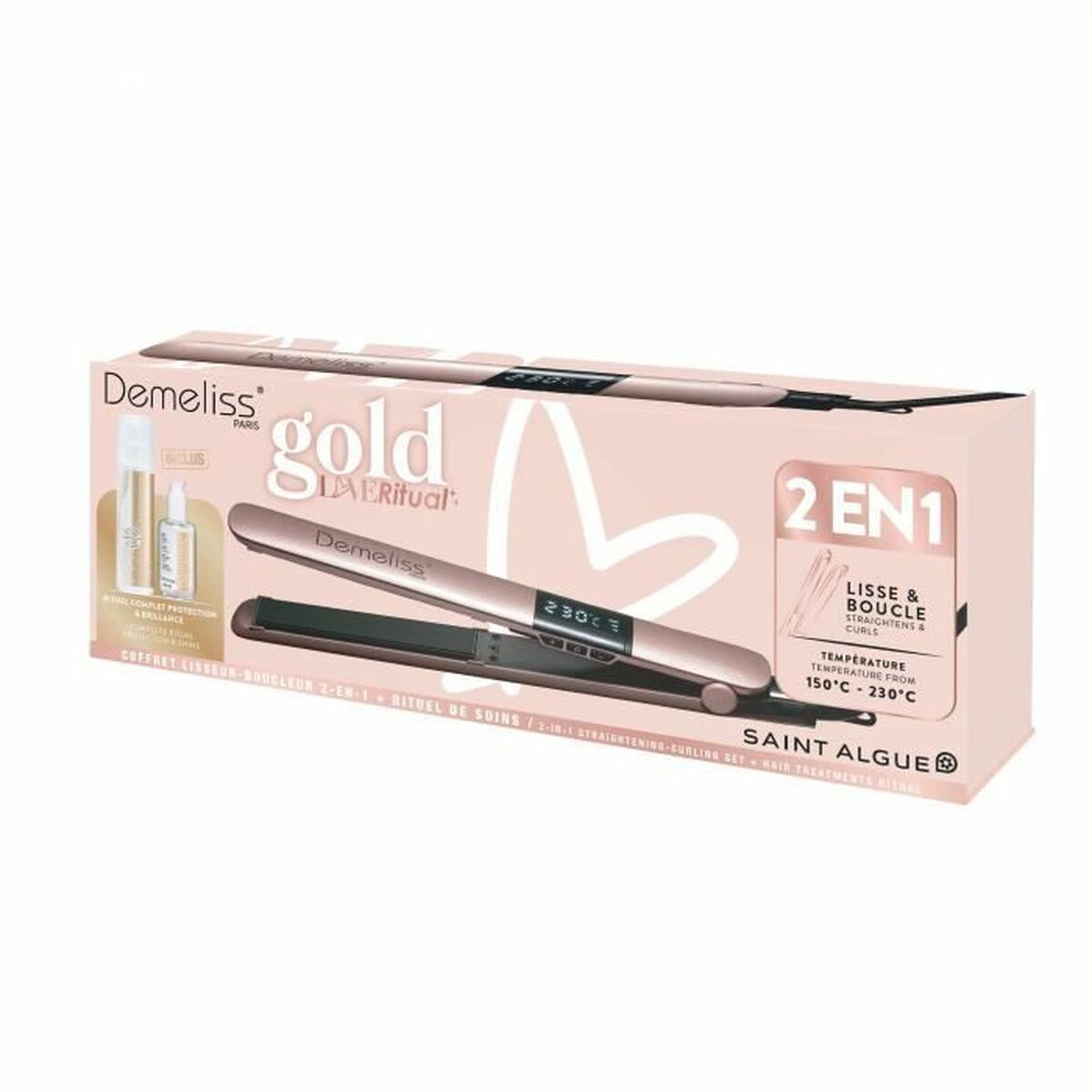 Stijltang Saint - Algue Demeliss Gold Love 25 x 120 mm 2 in 1 - Schoonheid, Haarverzorging - Saint - Algue