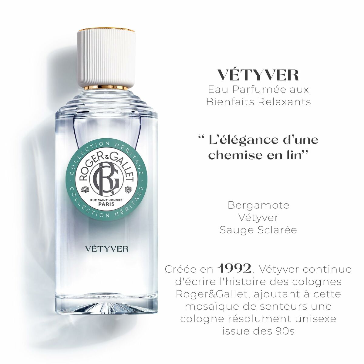 Uniseks Parfum Roger & Gallet Vétyver EDP 100 ml - Schoonheid, Parfums en geuren - Roger & Gallet