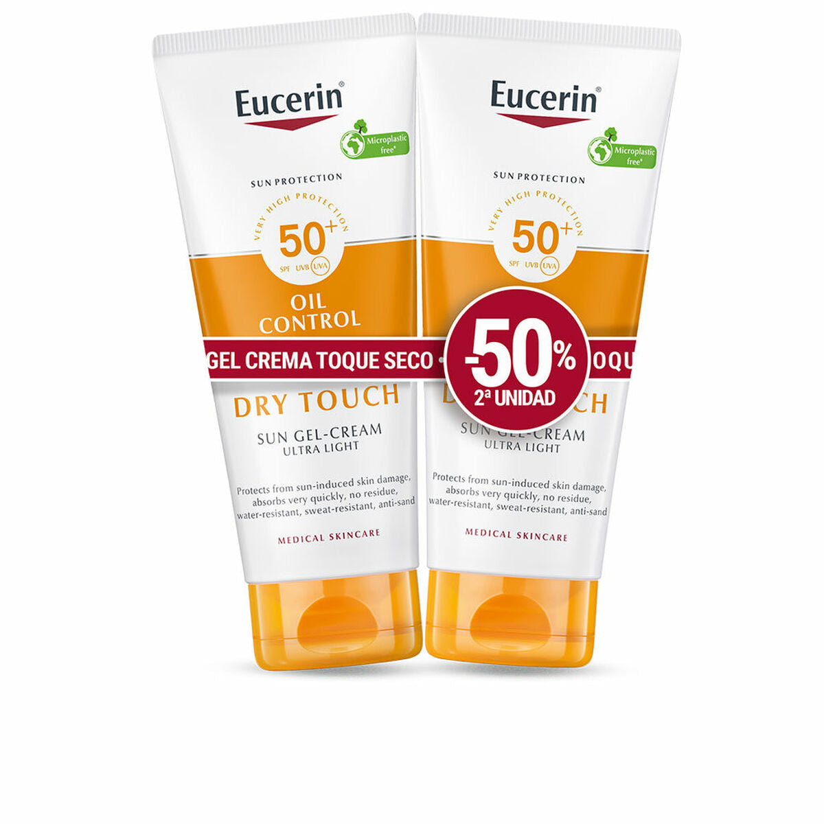 Zonnebrand Gel Eucerin Sensitive Protect Spf 50 Spf 50+ 200 ml 50 ml x 2 Droog