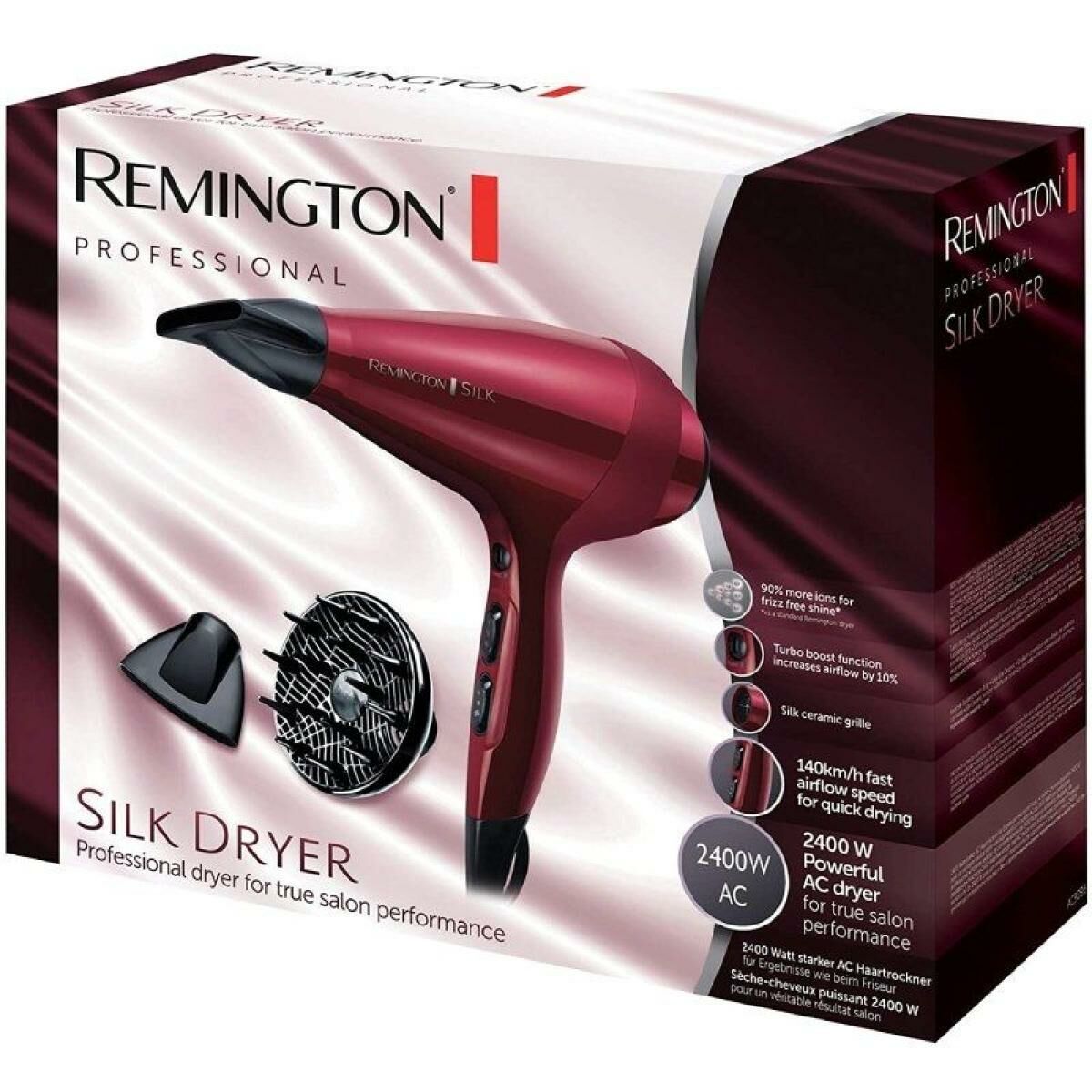 Föhn Remington T|Studio Silk Rood 2400 W - Schoonheid, Haarverzorging - Remington