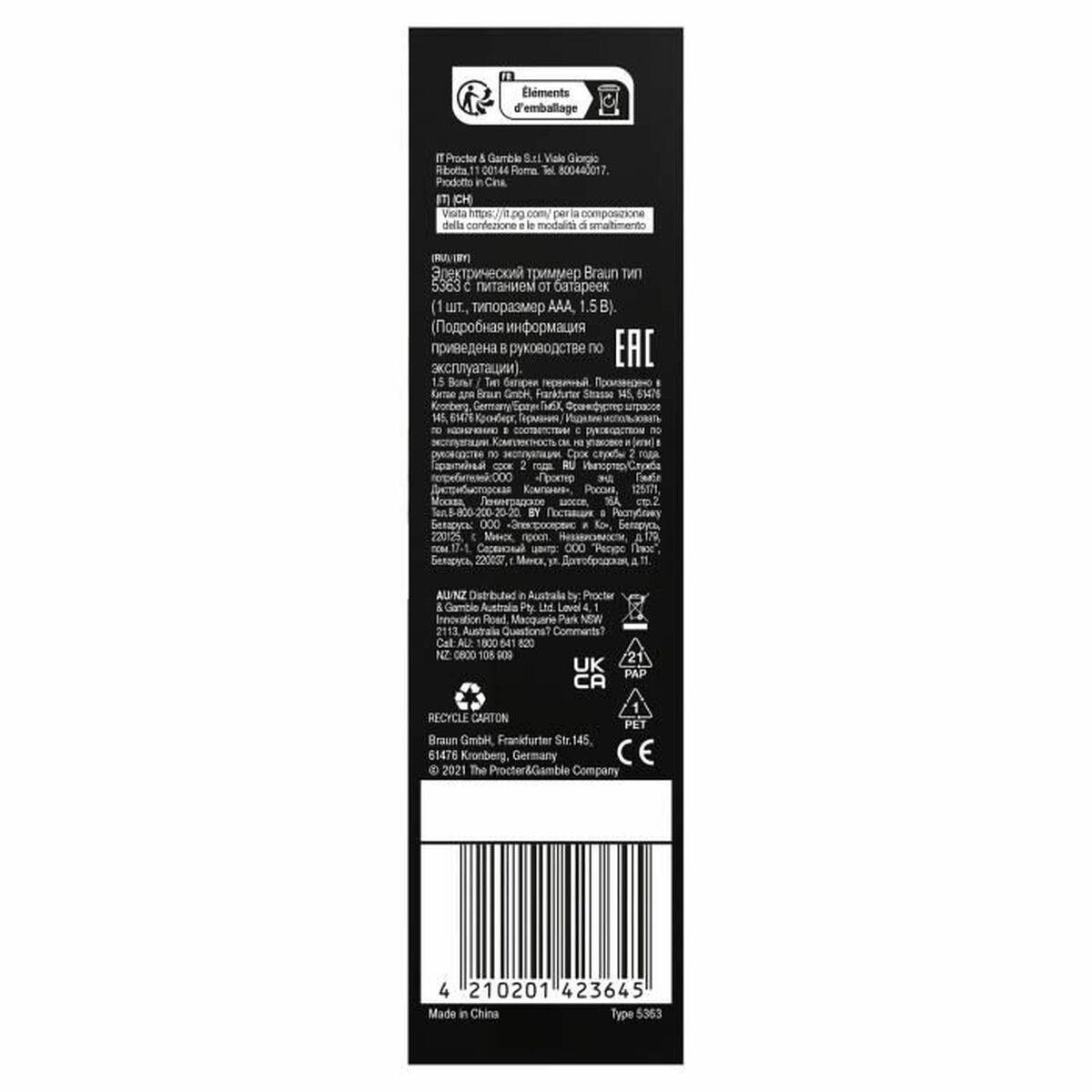 Elektrische haarverwijderaar Braun FG1106 BIKINI Roestvrij staal