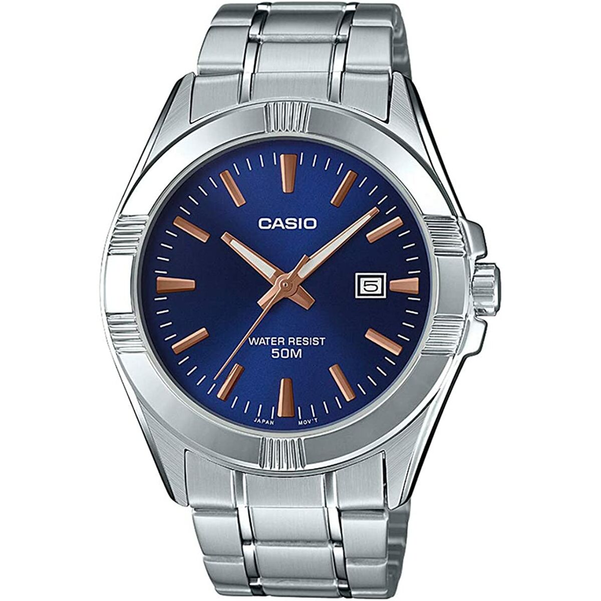 Horloge Heren Casio BOLD DATE - BLUE Zilverkleurig (Ø 43,5 mm)