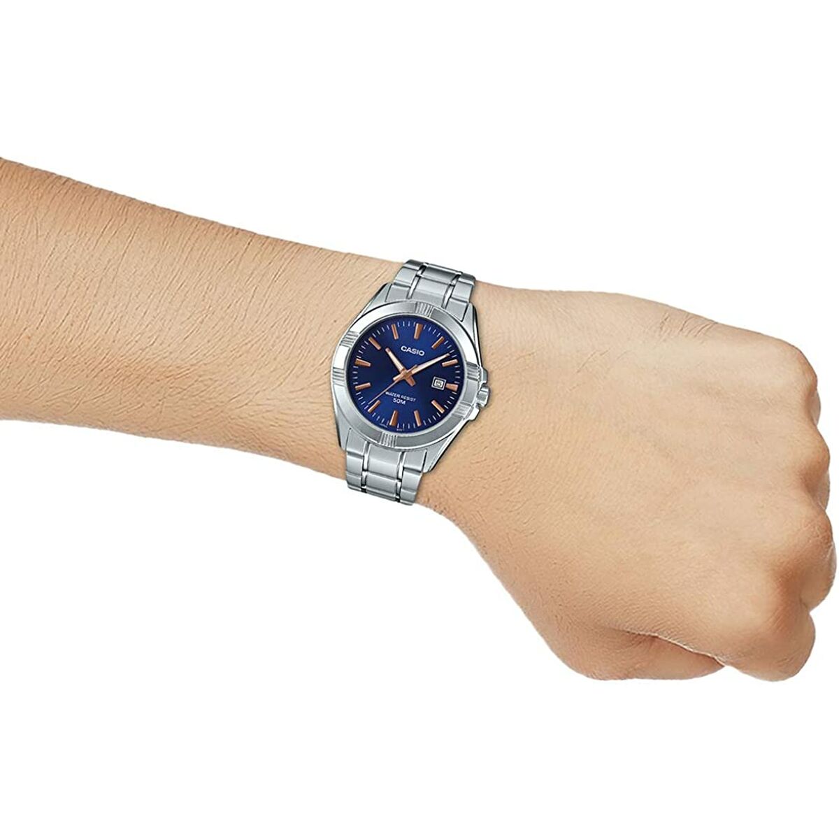 Horloge Heren Casio BOLD DATE - BLUE Zilverkleurig (Ø 43,5 mm)