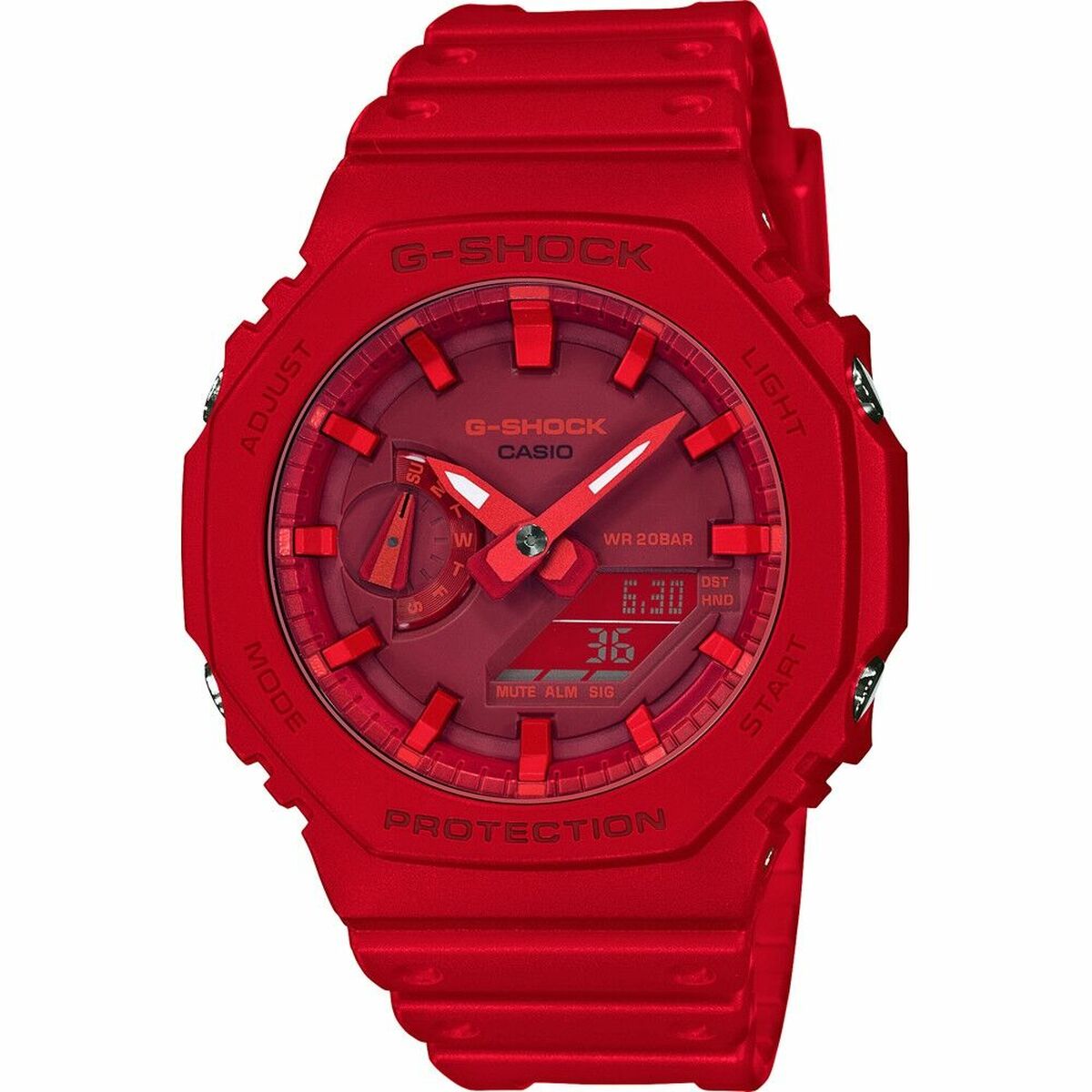 Casio GA-2100-4AER Uniseks Horloge - Rood Multifunctioneel