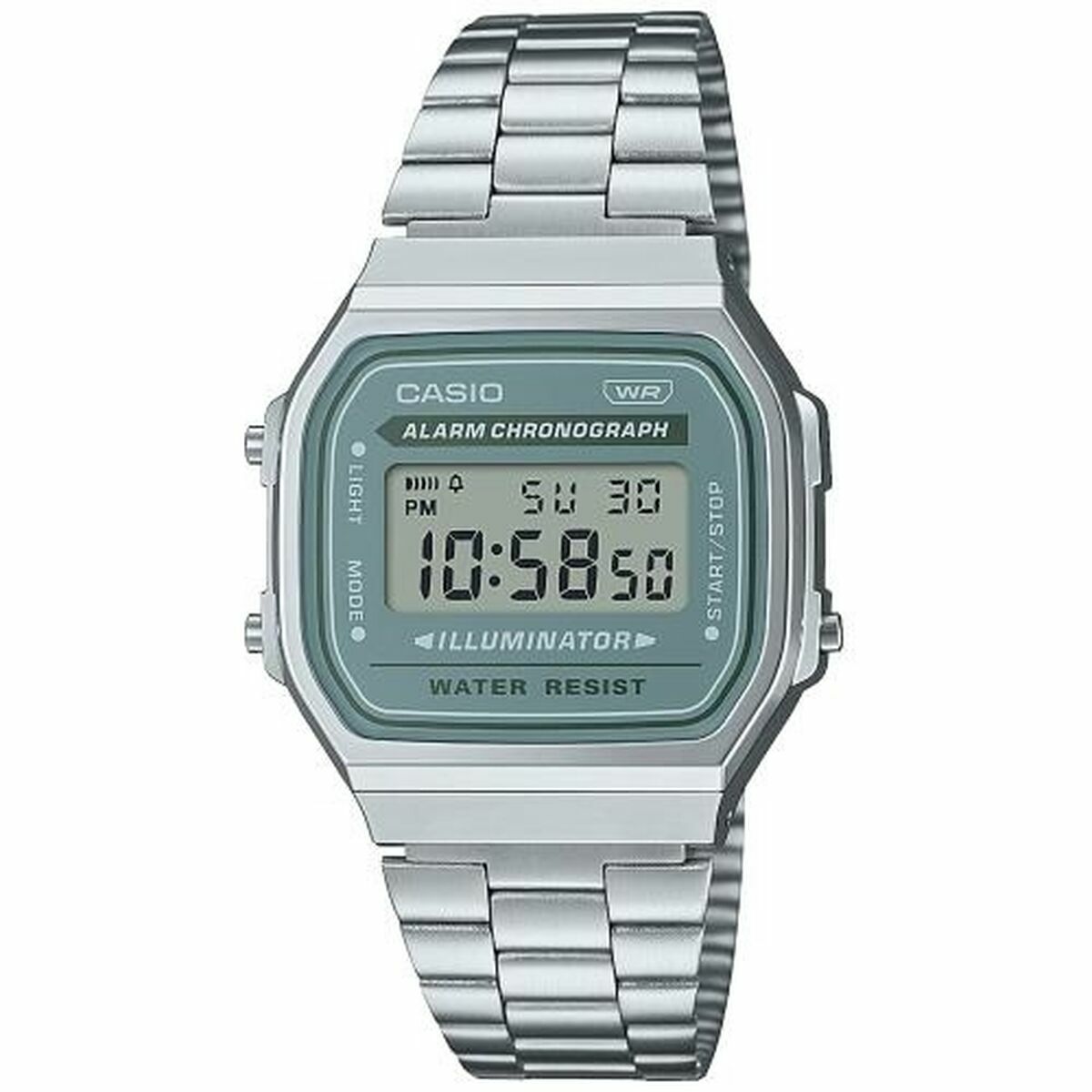 Horloge Uniseks Casio A168WA - 3AYES Groen Zilverkleurig (Ø 35 mm) - Klokken, Unisex voor volwassenen - Casio