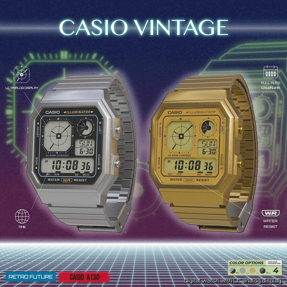 Horloge Heren Casio A130WE - 1AEF - Klokken, Heren - Casio