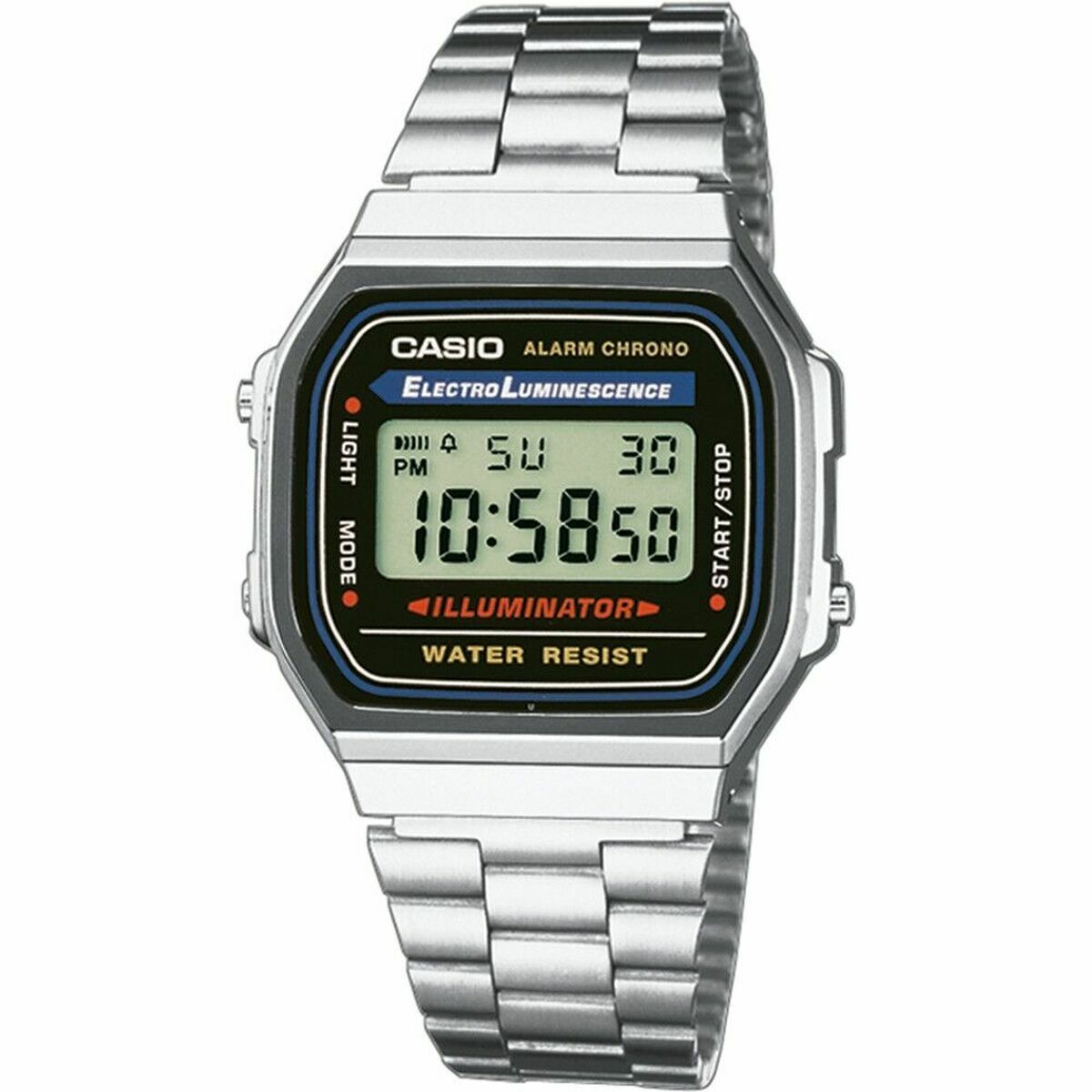 Horloge Heren Casio A168WA-1YES Zwart Zilverkleurig