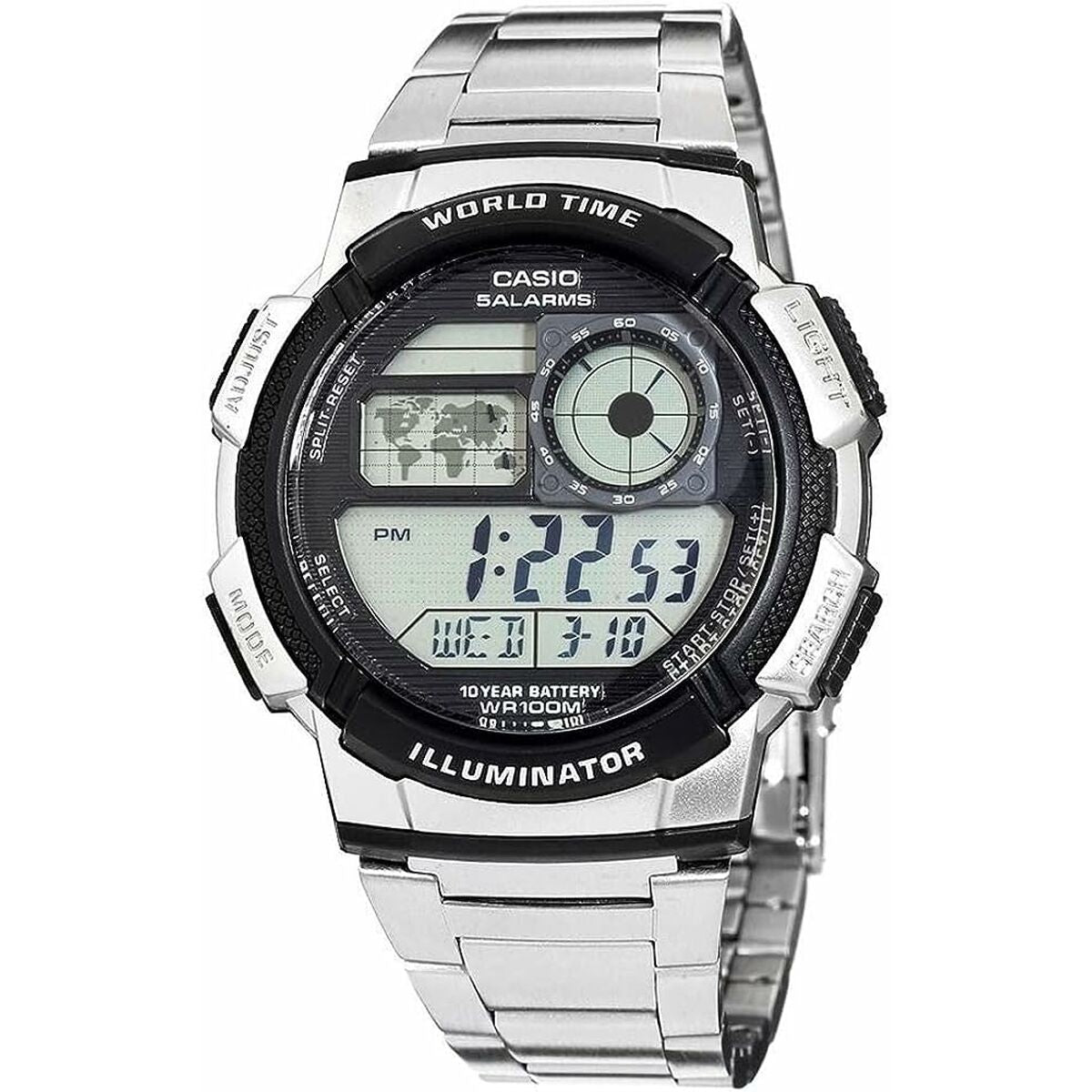 Horloge Heren Casio AE - 1000WD - 1AVEF Digitaal Acryl Zwart Grijs Zilverkleurig (Ø 45 mm) - Klokken, Heren - Casio