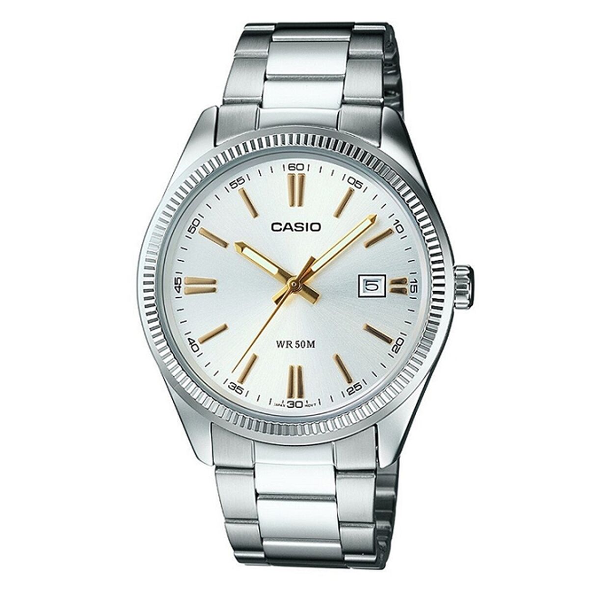 Horloge Dames Casio LADY DATE - ARGENTEE, GOLD INDEXES (Ø 30 mm) (Ø 32 mm)