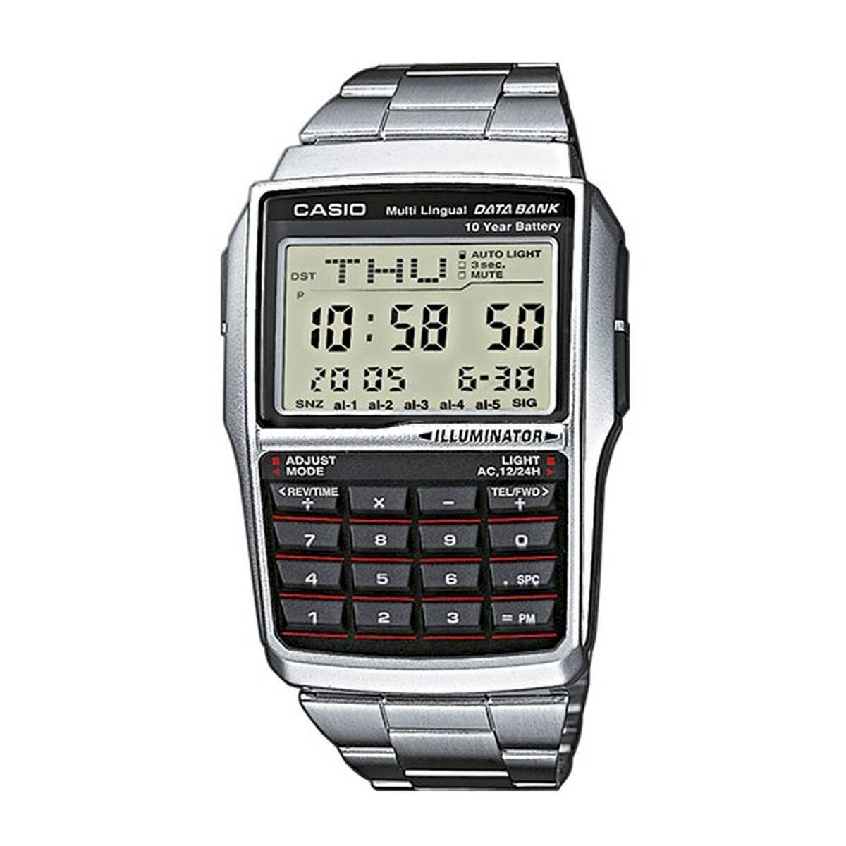 Horloge Heren Casio DATABANK CALCULATOR STEEL Zwart Zilverkleurig