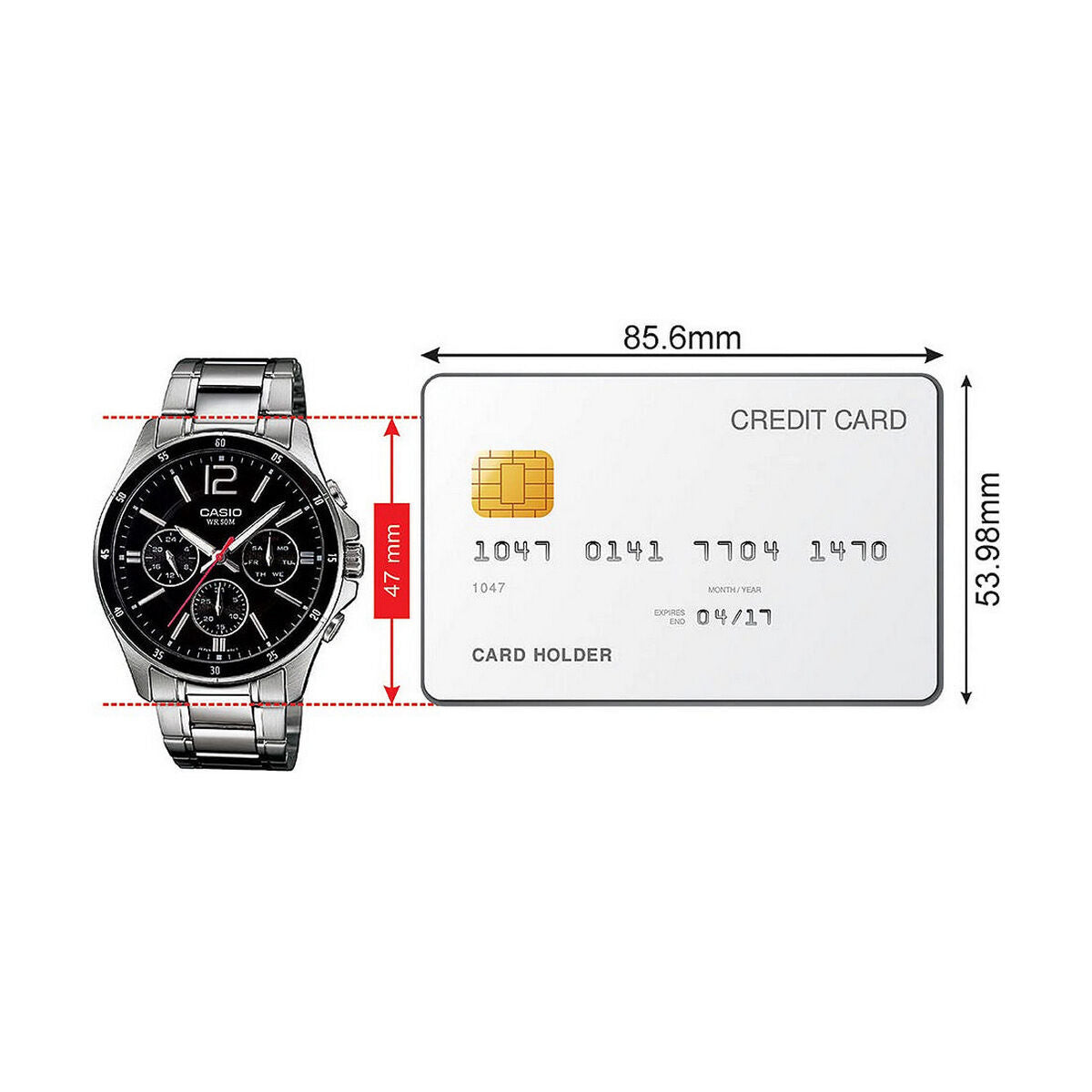 Horloge Heren Casio MTP1374D1AVDF Zwart Zilverkleurig (Ø 35 mm) (Ø 47 mm) - Klokken, Heren - Casio