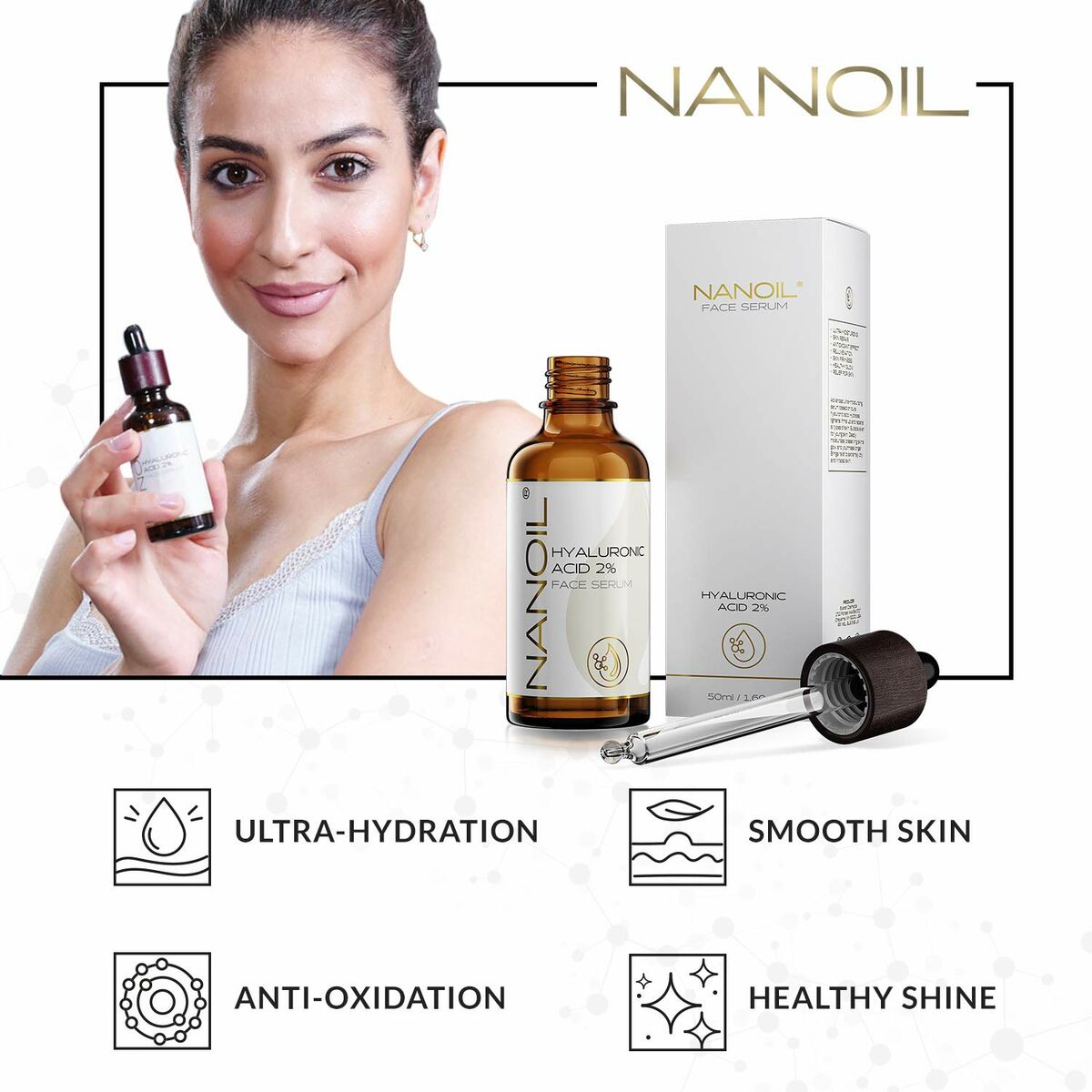 Gezichtsserum met Hyaluronzuur Nanoil Face Serum 50 ml - Schoonheid, Huidverzorging - Nanoil