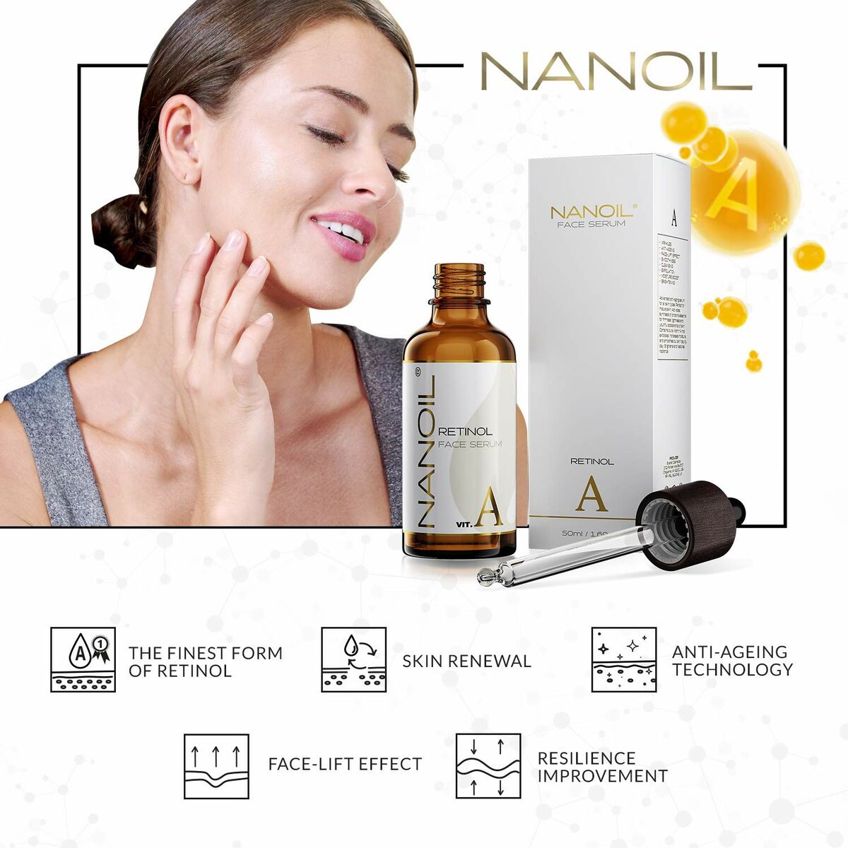 Anti - Veroudering Serum Nanoil Face Serum 50 ml Retinol - Schoonheid, Huidverzorging - Nanoil