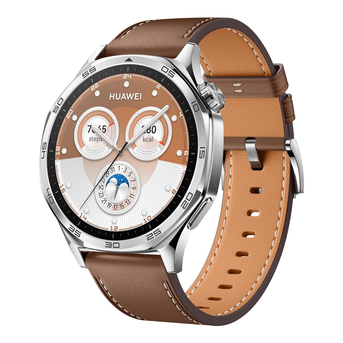 Huawei Watch GT 5 Smartwatch - Bruin Leer Roestvrij Staal 1,5" 46 mm GPS 14 Dagen Batterij - Elektronica - Huawei