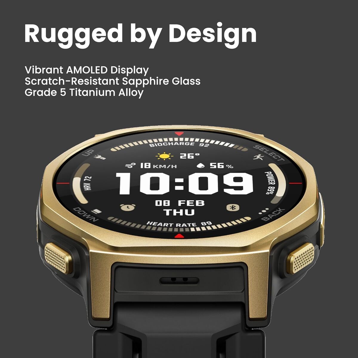 Smartwatch Amazfit W2548GL1N Zwart Gouden Ø 44 mm