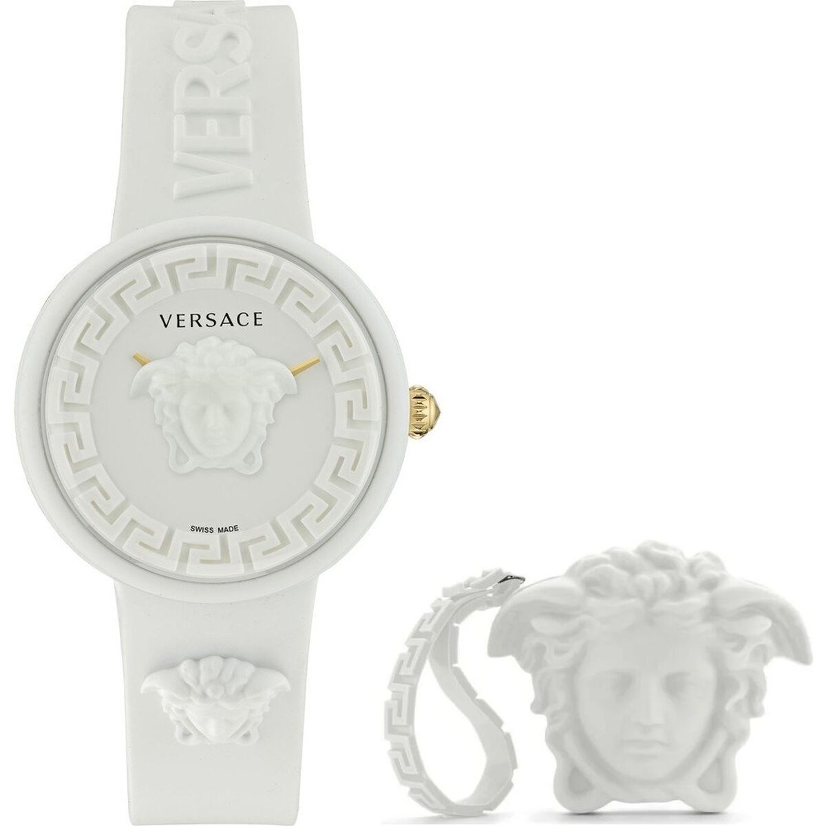Horloge Dames Versace MEDUSA POP 3H + VERSACE WHITE SILICON PURSE (Ø 39 mm) - Klokken, Vrouwen - Versace