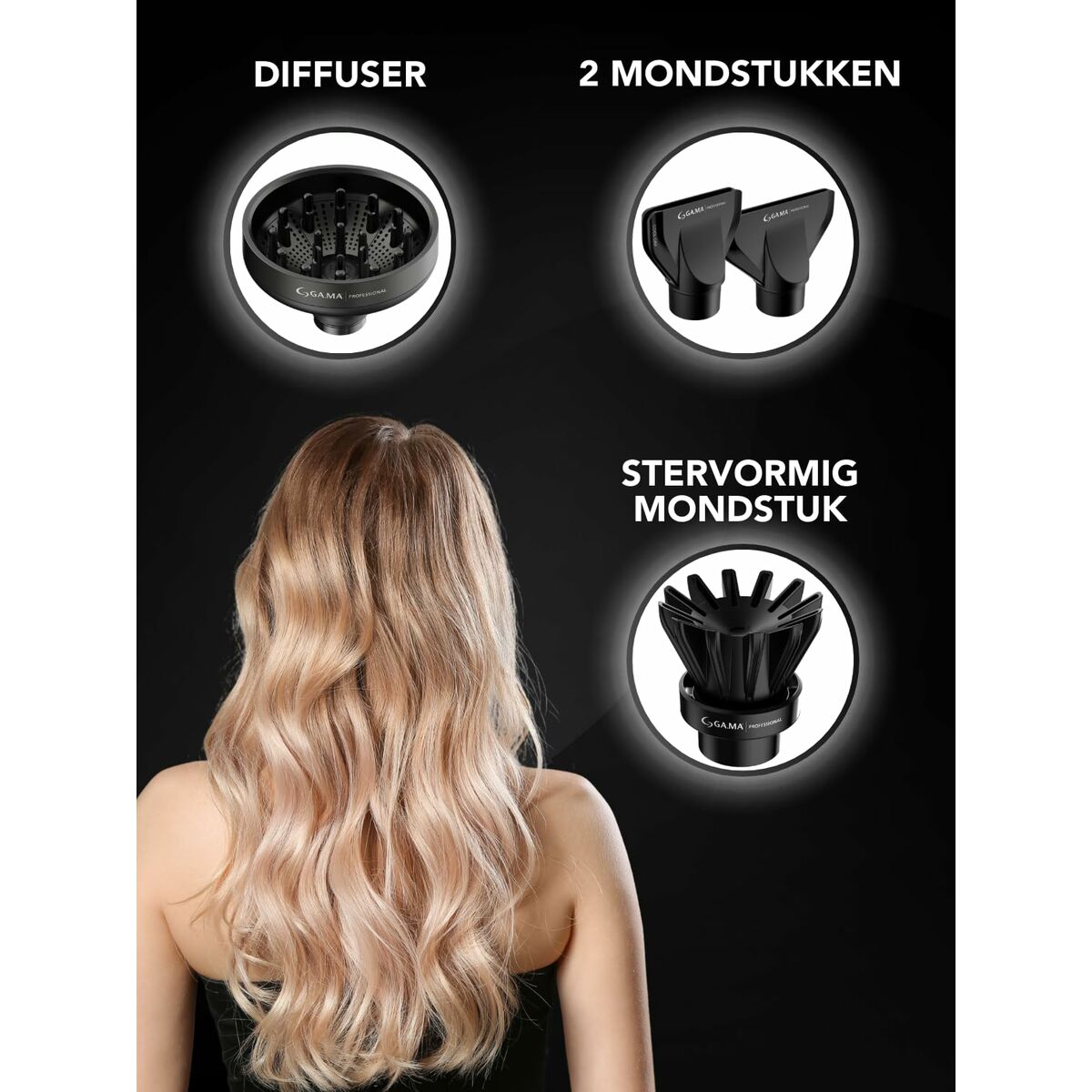 Föhn Gama Professional PH6080BK Zwart 1600 W - Schoonheid, Haarverzorging - Gama Professional