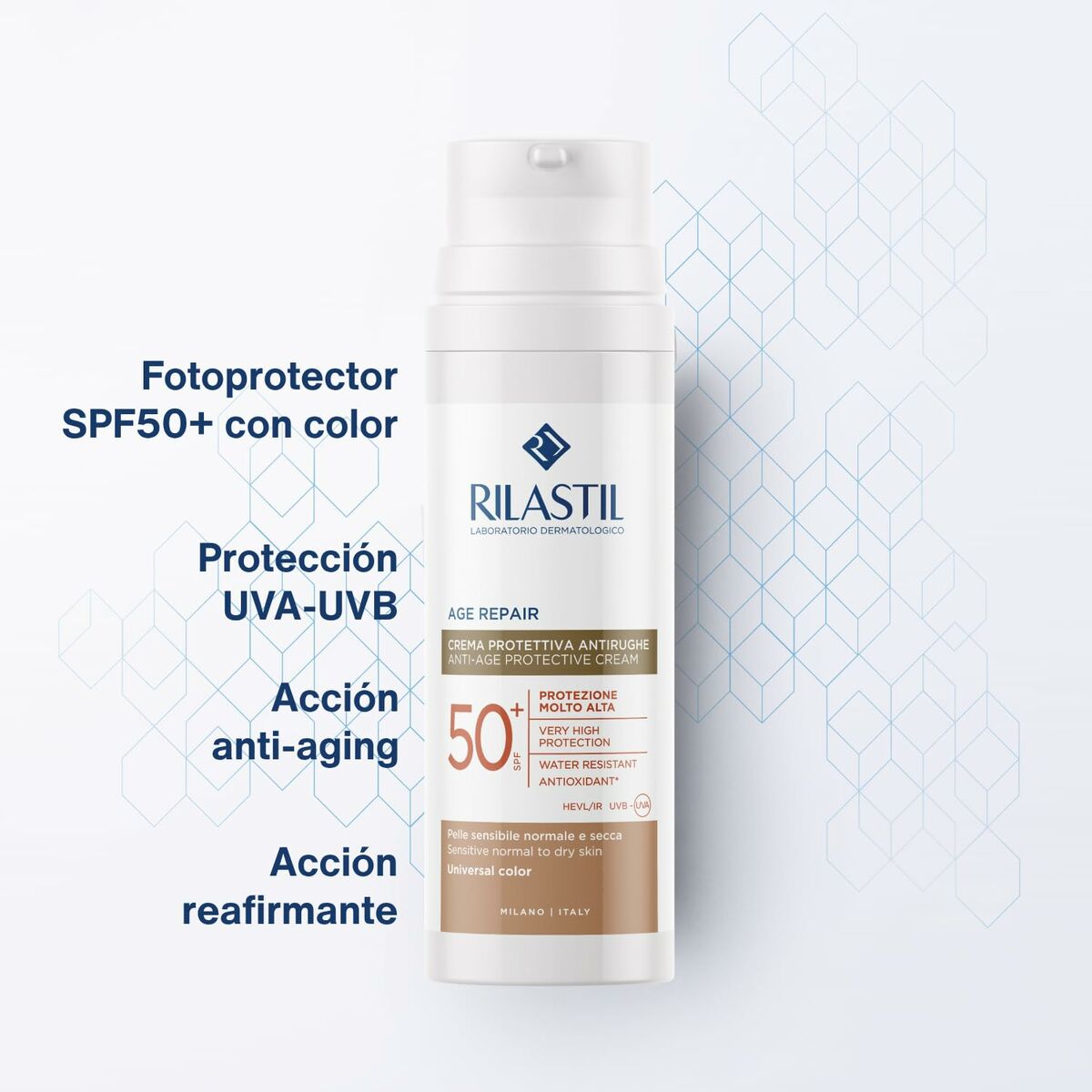 Zonnebrandcrème met Kleur Rilastil Age Repair Spf 50+ 50 ml Anti-Aging