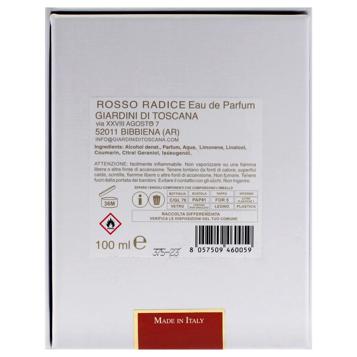 Uniseks Parfum Giardini di Toscana ROSSO RADICE Rosso Radice EDP 100 ml - Schoonheid, Parfums en geuren - Giardini di Toscana