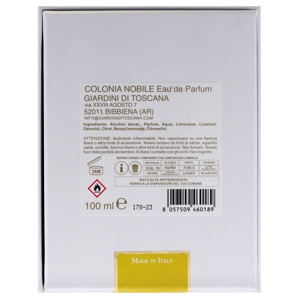 Uniseks Parfum Giardini di Toscana COLONIA NOBILE Colonia Nobile EDP 100 ml - Schoonheid, Parfums en geuren - Giardini di Toscana