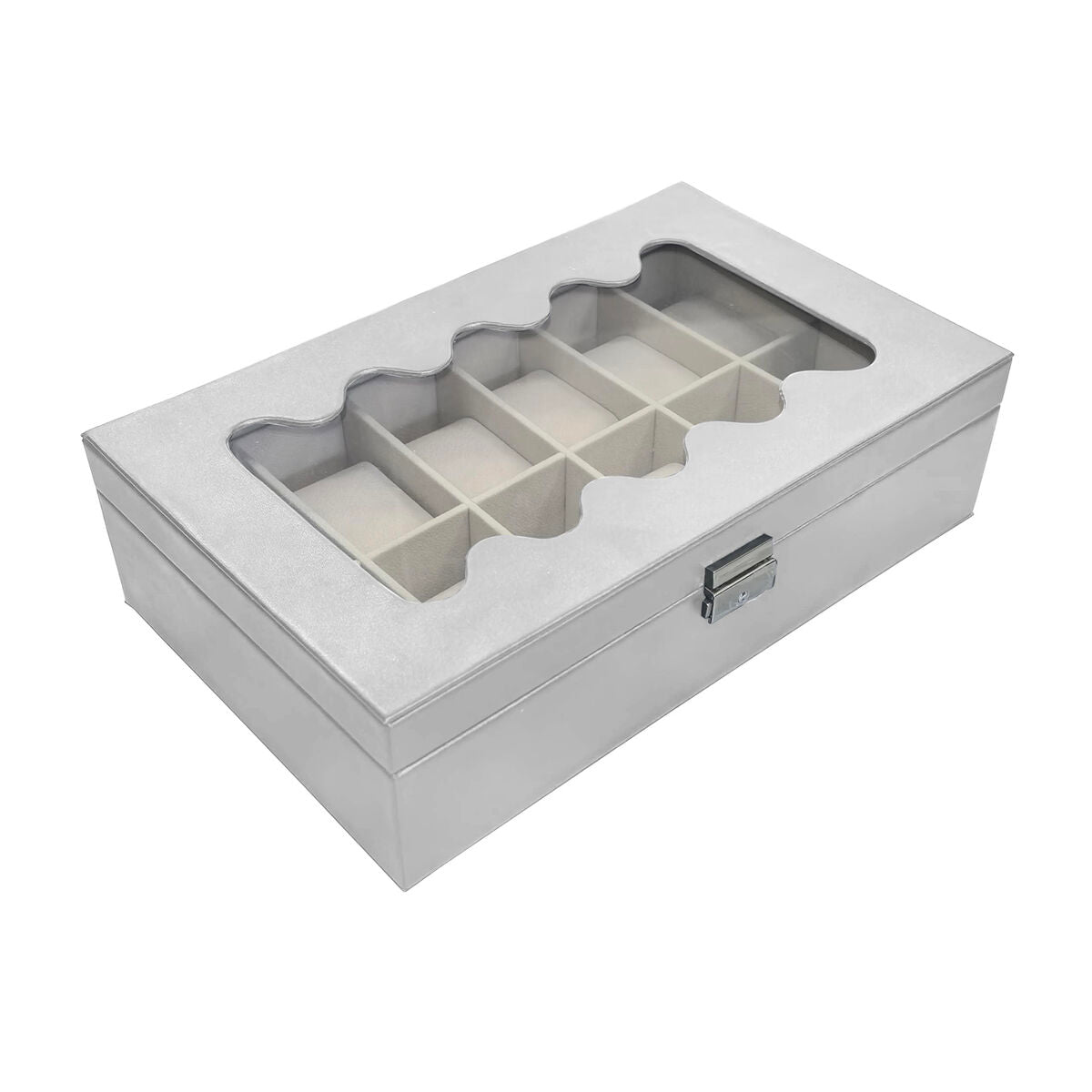 Horlogedoos Versa Wit Polyurethaan Papier Spiegel Hout MDF 20 x 8,5 x 32,5 cm