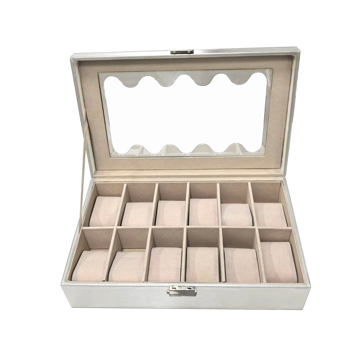 Horlogedoos Versa Wit Polyurethaan Papier Spiegel Hout MDF 20 x 8,5 x 32,5 cm