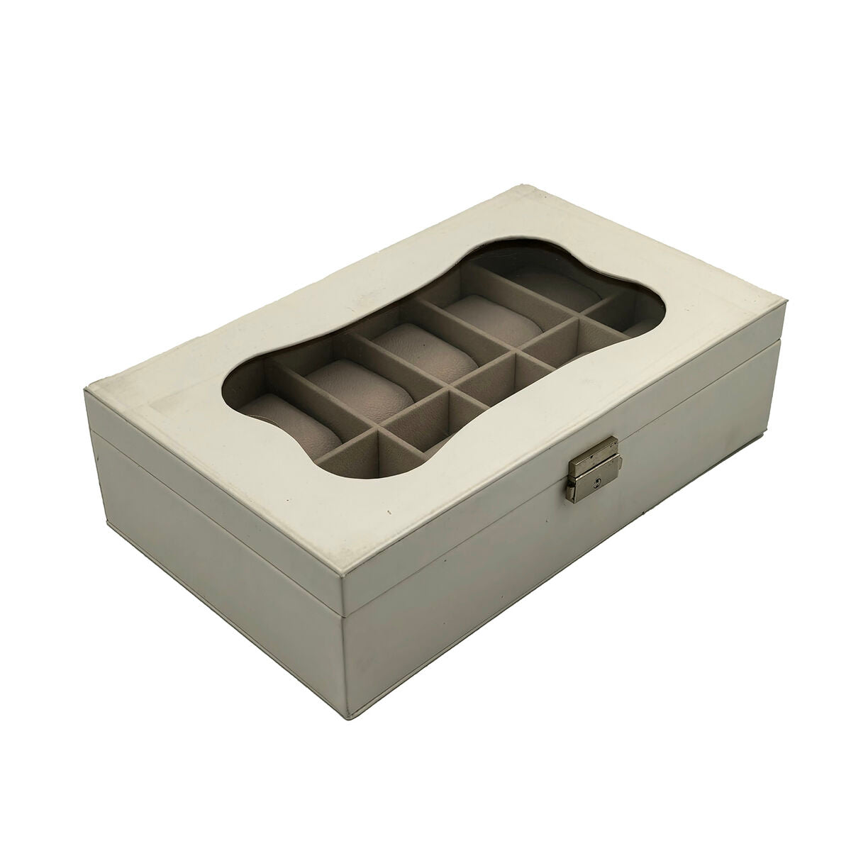 Horlogedoos Versa Wit Polyurethaan Papier Spiegel Hout MDF 20 x 8,5 x 32,5 cm