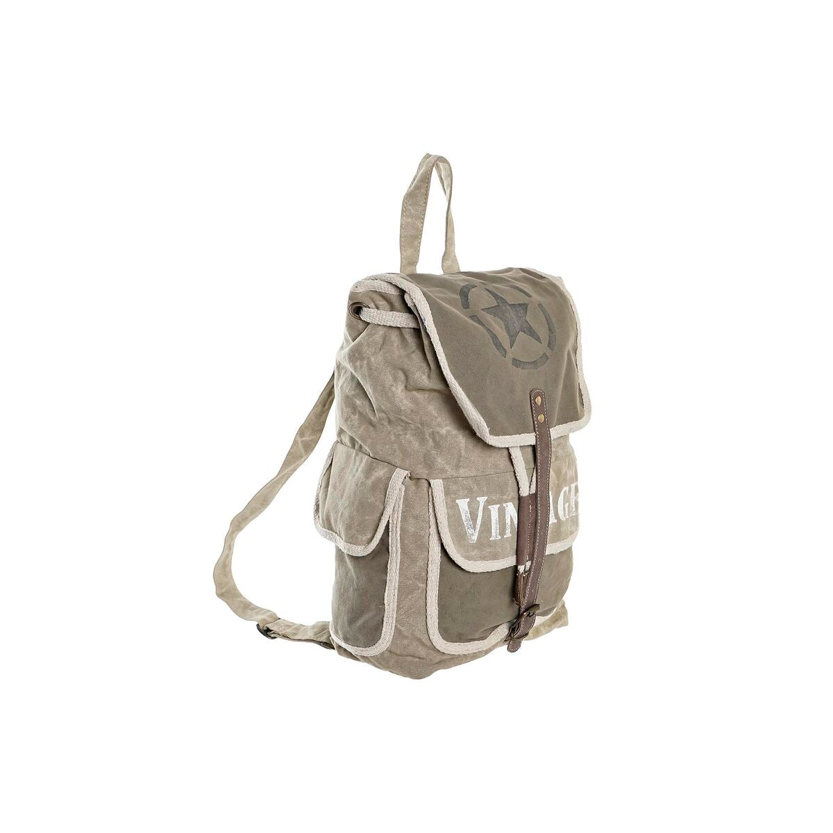 Casual Rugtas DKD Home Decor Ster Vintage Grijs Katoen Leer (30 x 17 x 44 cm) - Bagage, Rugzakken - DKD Home Decor