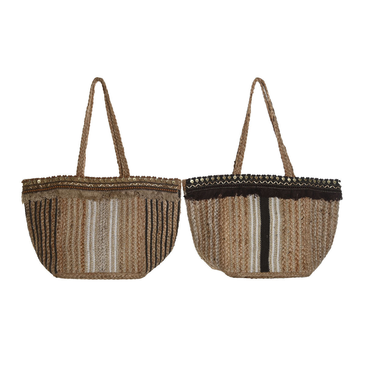 Handtas Dames DKD Home Decor Bruin Crème 50 x 23 x 33 cm (2 Stuks)