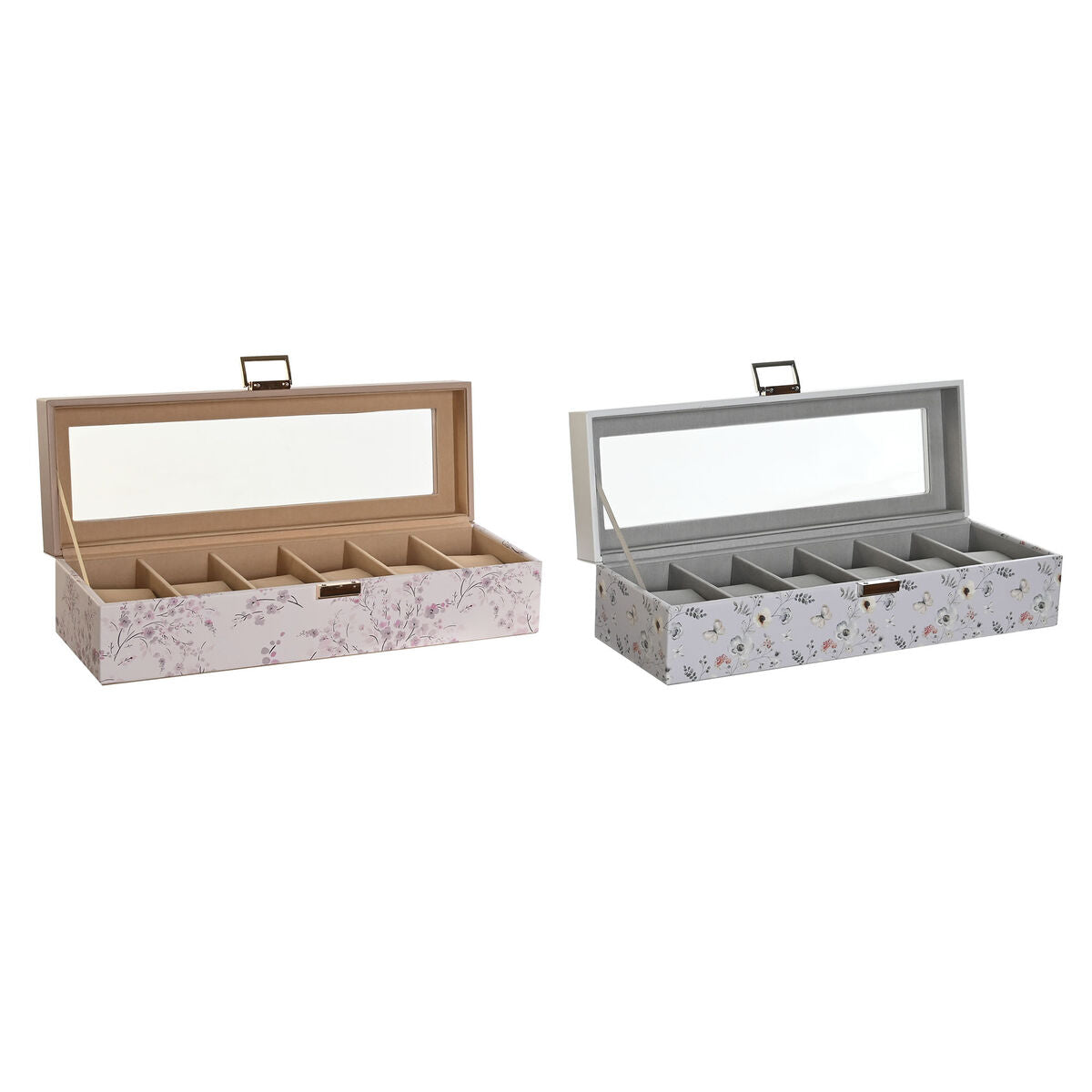 Horlogedoos DKD Home Decor Blauw Licht Roze Kristal 33 x 11 x 9 cm (2 Stuks) - Klokken, Accessoires - DKD Home Decor
