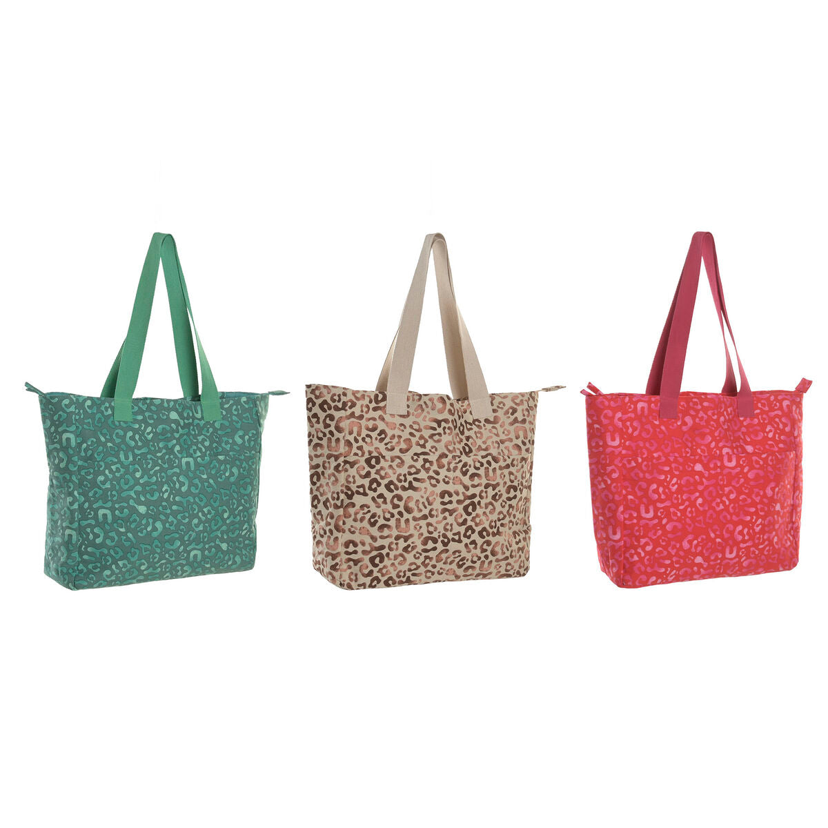 Handtas Dames Home ESPRIT Bruin Groen Roze 55 x 14 x 35 cm (3 Stuks) - Bagage, Tassen - Home ESPRIT
