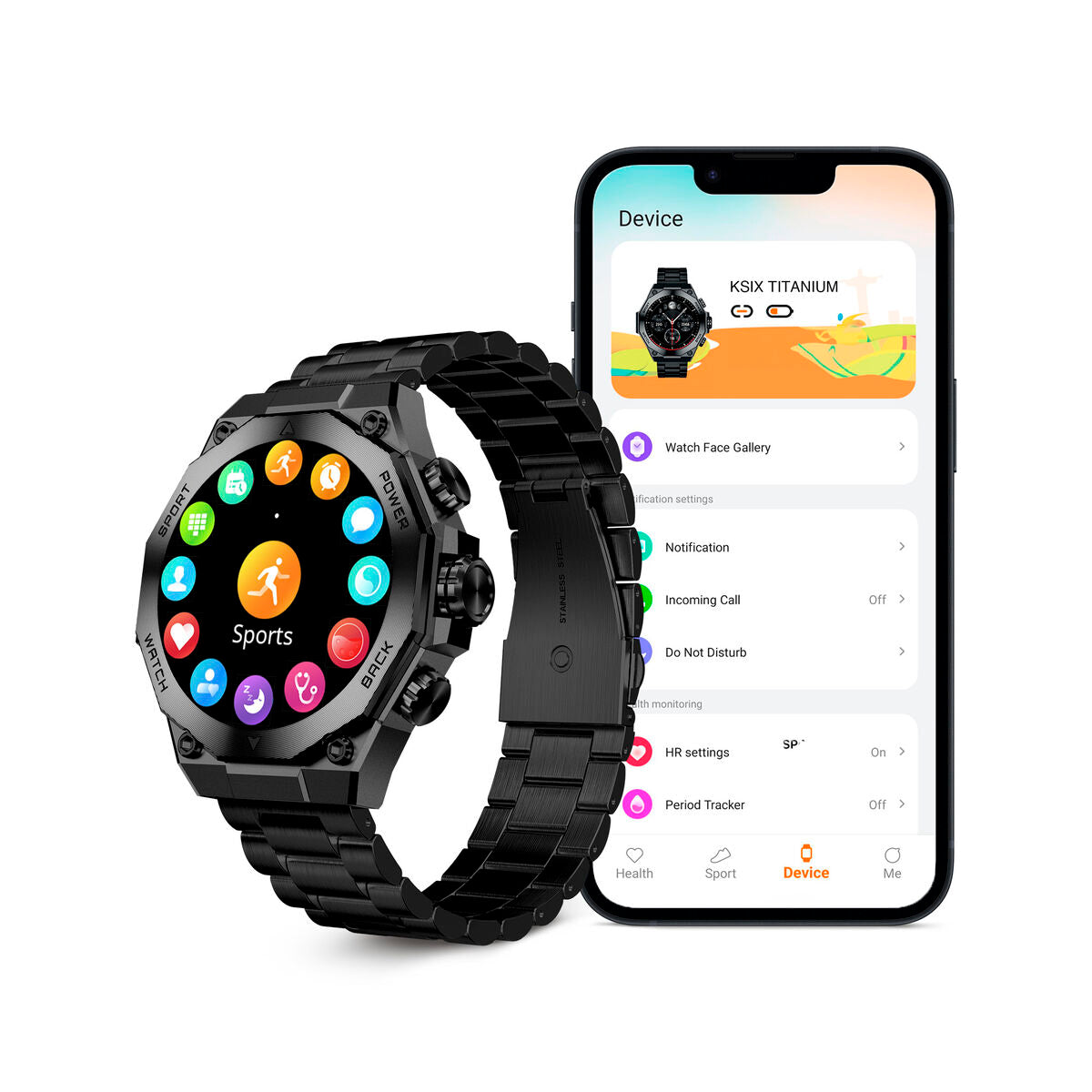 Smartwatch KSIX Titanium Zwart 1,43"