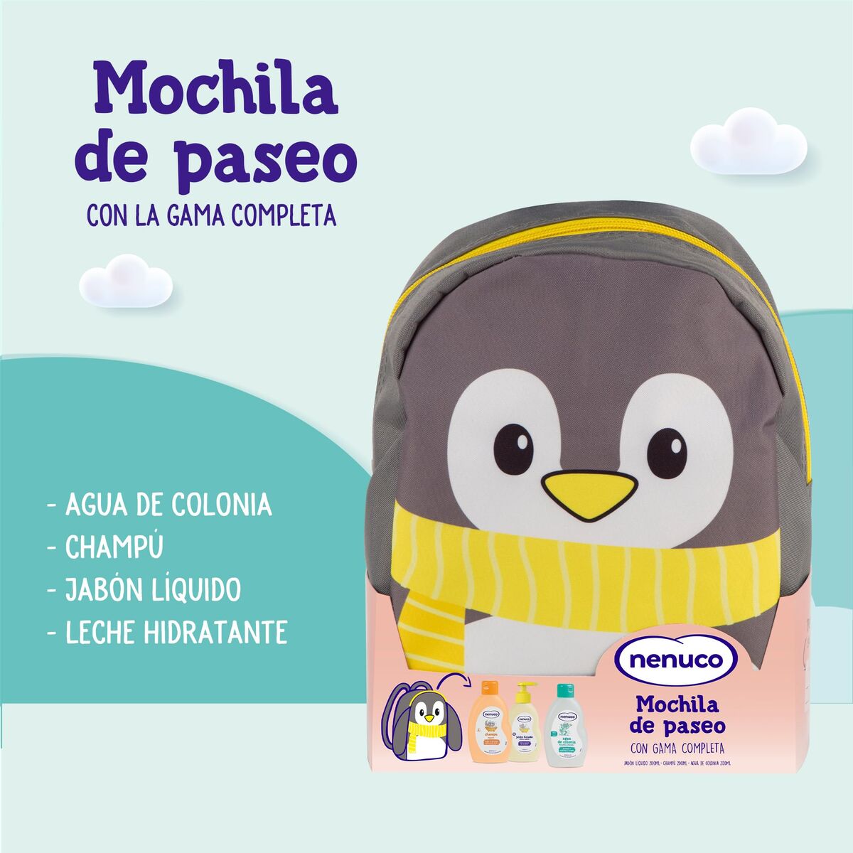 Hygiëneset Nenuco MOCHILA PINGÜINO 4 Onderdelen - Baby, Hygiëne en verzorging - Nenuco
