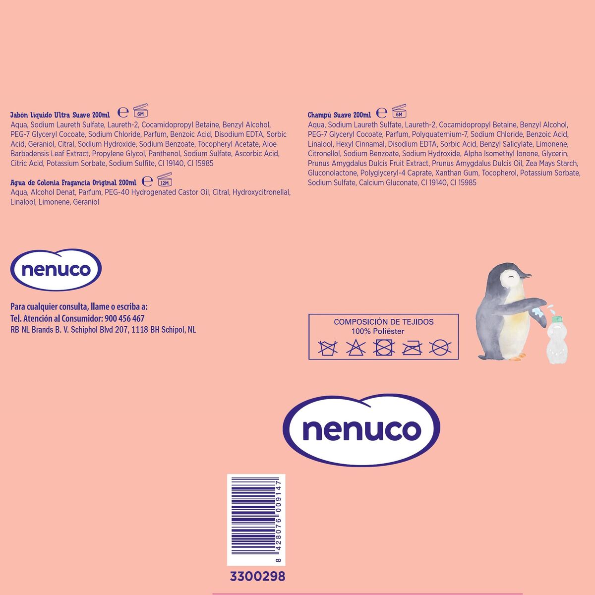 Hygiëneset Nenuco MOCHILA PINGÜINO 4 Onderdelen - Baby, Hygiëne en verzorging - Nenuco