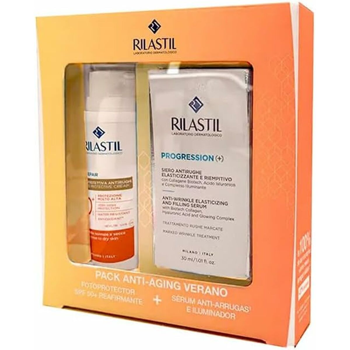 Gezichtscrème Rilastil SUN SYSTEM Spf 50 Spf 50+ 2 Onderdelen