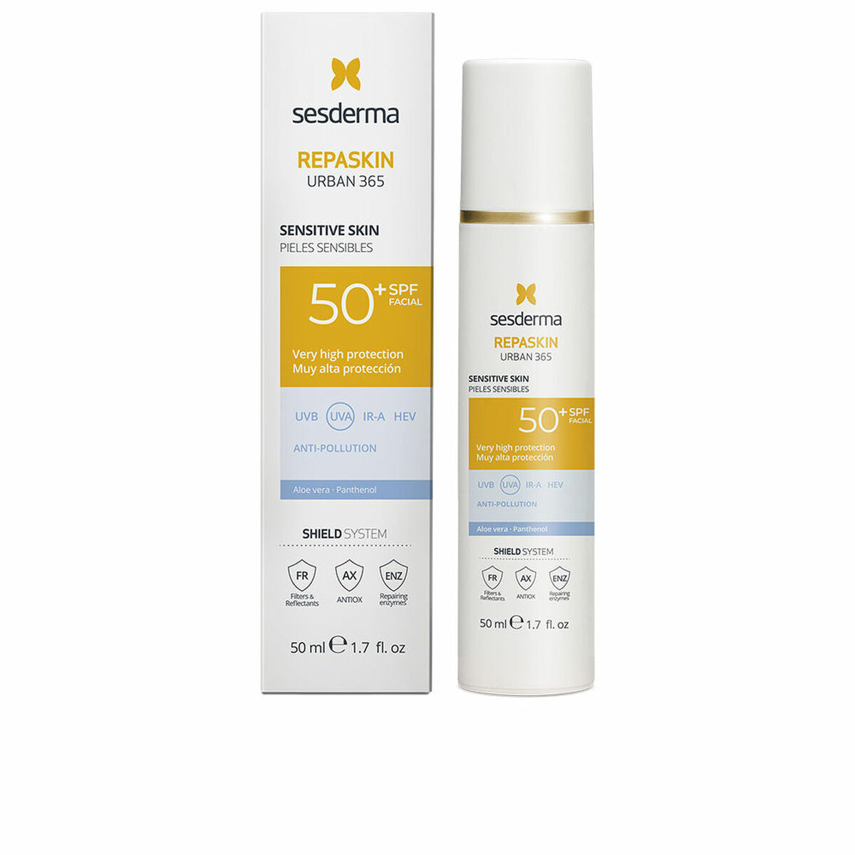 Gezichtszonnecrème Sesderma Repaskin Urban 365 Spf 50+ 50 ml Gevoelige huid