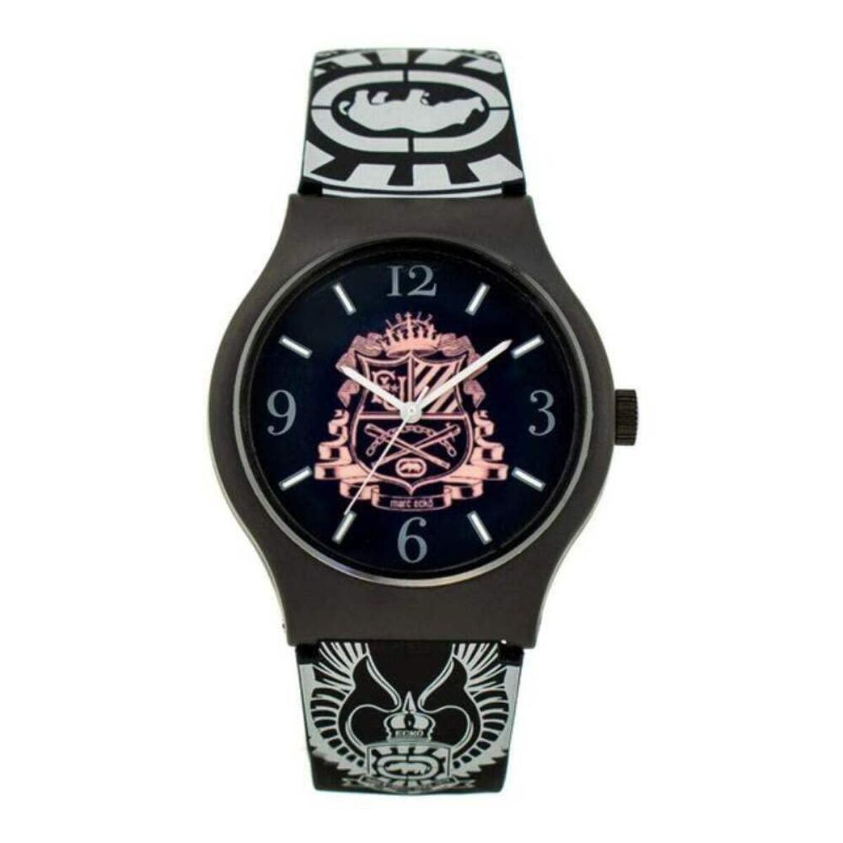 Marc Ecko E06511M2 Polshorloge Zwart Siliconen Band Uniseks 42mm Waterbestendig Analoge - Klokken, Unisex voor volwassenen - Marc Ecko