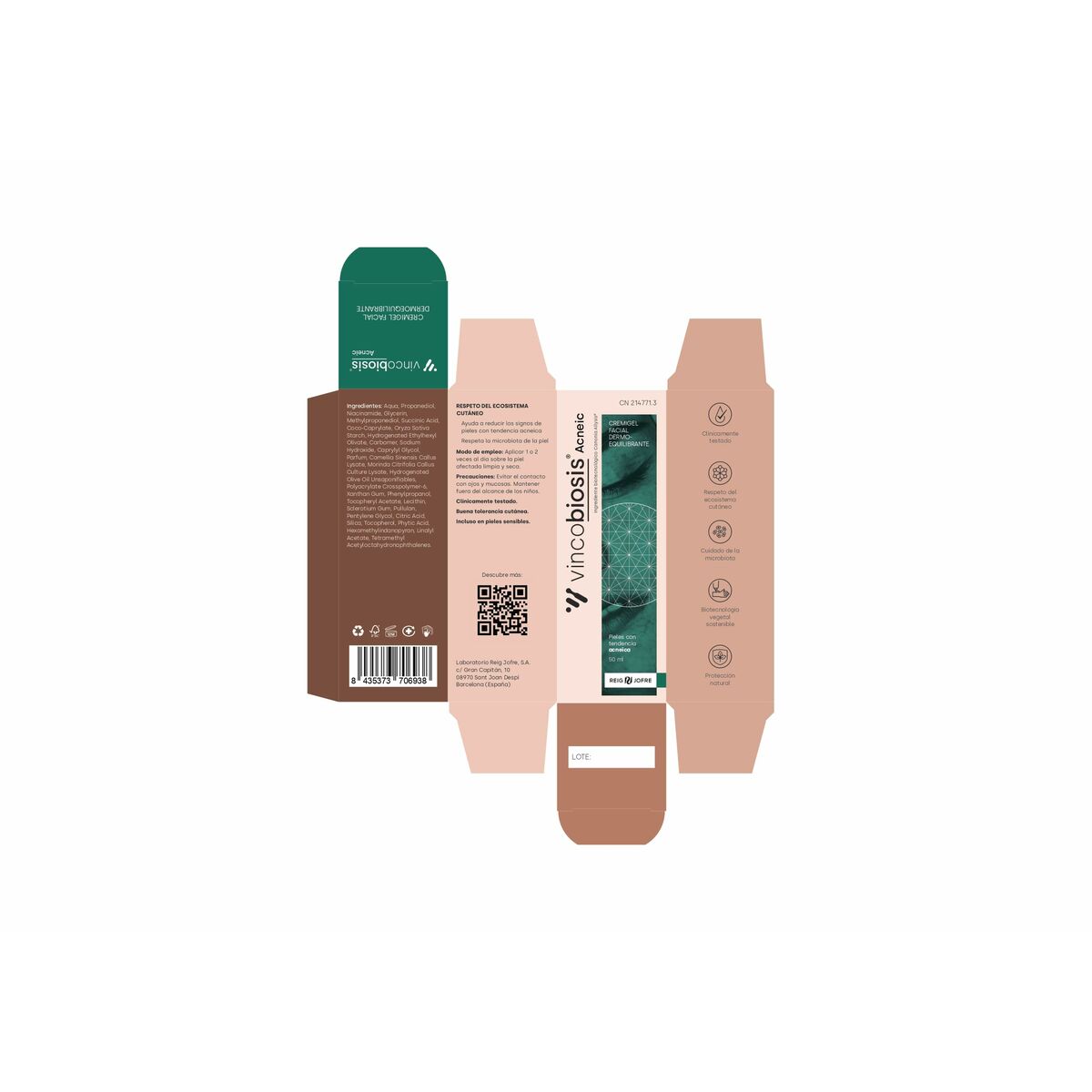 Gezichtscrème Vincobiosis VINCOBIOSIS ACNEIC 50 ml - Schoonheid, Huidverzorging - Vincobiosis