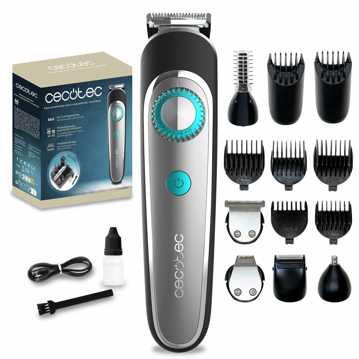 Cecotec Multigrooming PrecisionCare 6-in-1 tondeuse IPX7 met 5 verstelbare opzetkammen