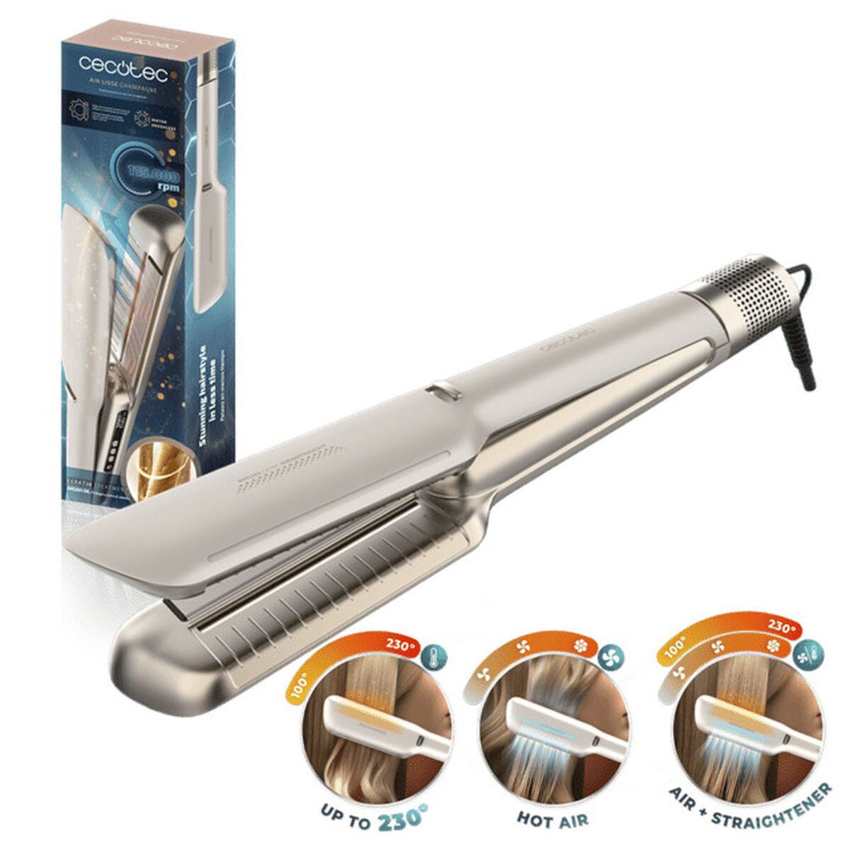 Stijltang Cecotec Air Lisse Champagne 45 W 40 cm