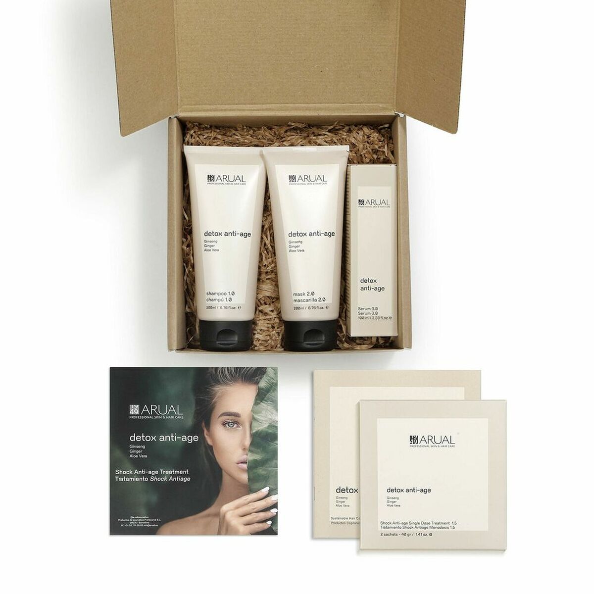 Herstellende haarbehandeling Detox Anti - Age Arual 4 Onderdelen - Schoonheid, Haarverzorging - Arual