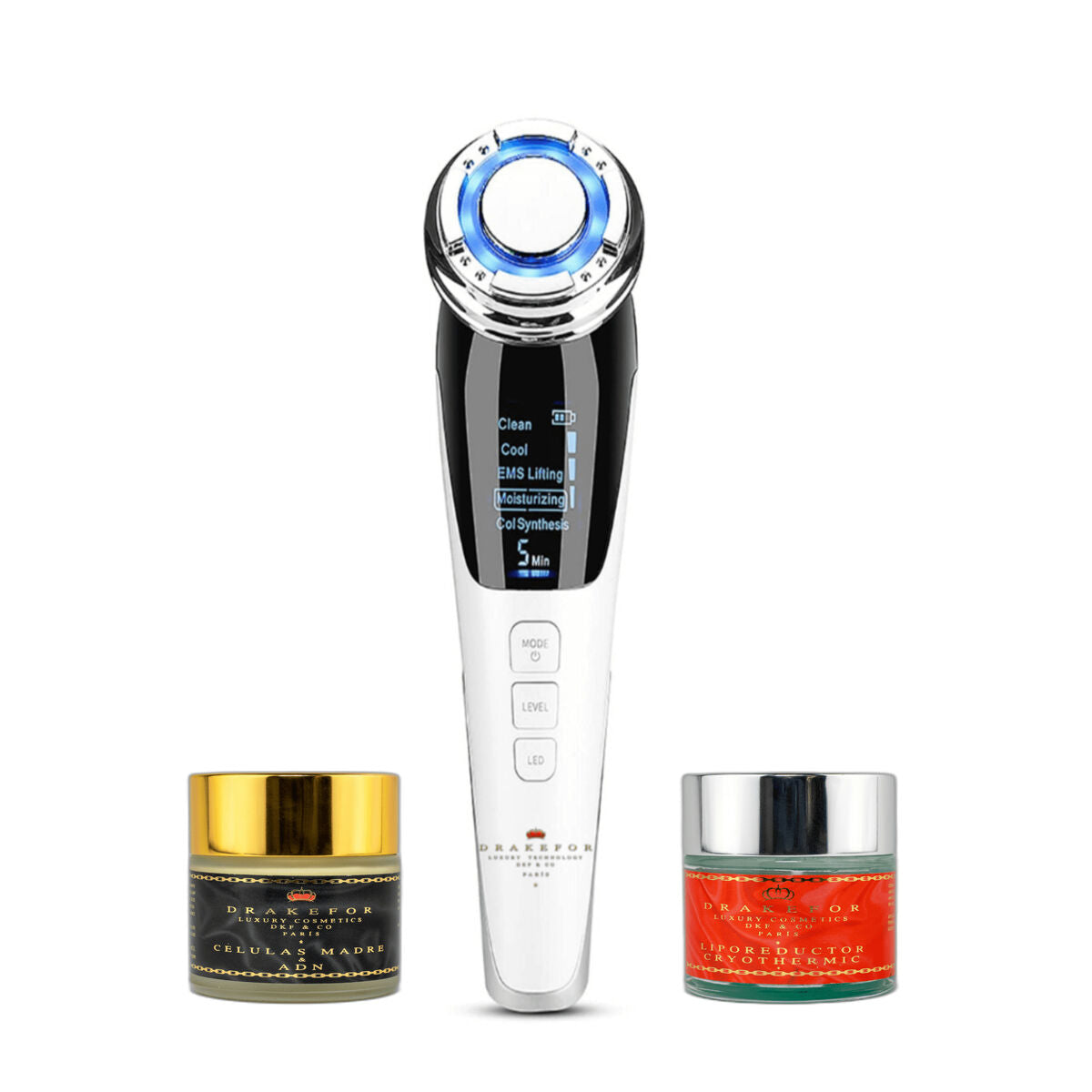 Gezichtsmassager met Radiofrequentie, Fototherapie en Elektrostimulatie Drakefor QLINIQ DUPLO 4 Onderdelen - Schoonheid, Huidverzorging - Drakefor