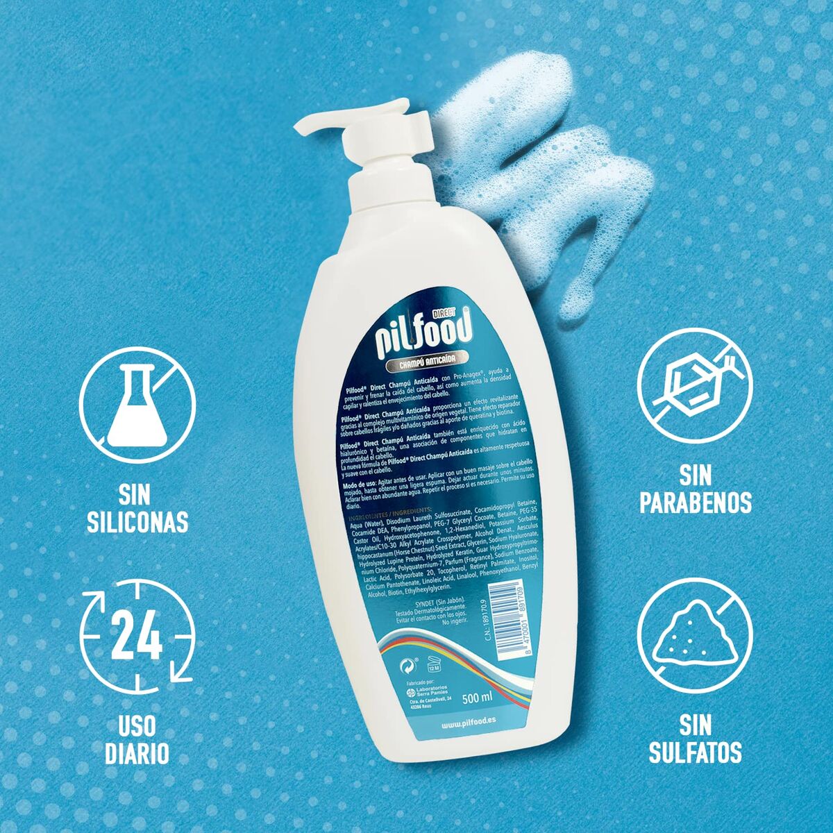 Anti-Haarverlies Shampoo Pilfood DIRECT 500 ml